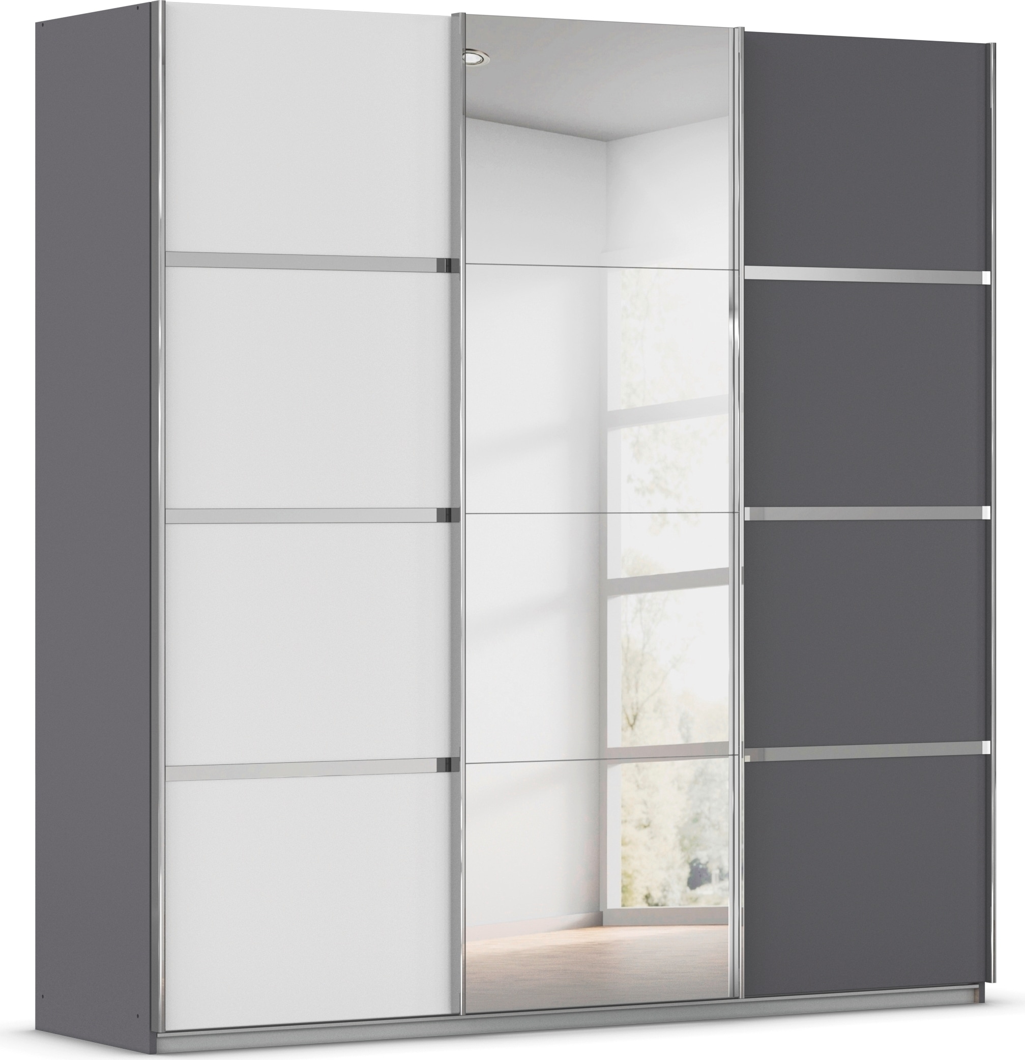 OTTO home Kleiderschrank "Mehrzweckschrank Aktenschrank Möbel Mietswohnung Schlafzimmer AVOLA" 3 verschiedene Ausstattungen BASIC/CLASSIC/PREMIUM (inkl. SOFT-CLOSE), mit eleganten Zierleisten in Chrom, Schwarz oder Weiß MADE IN GERMANY