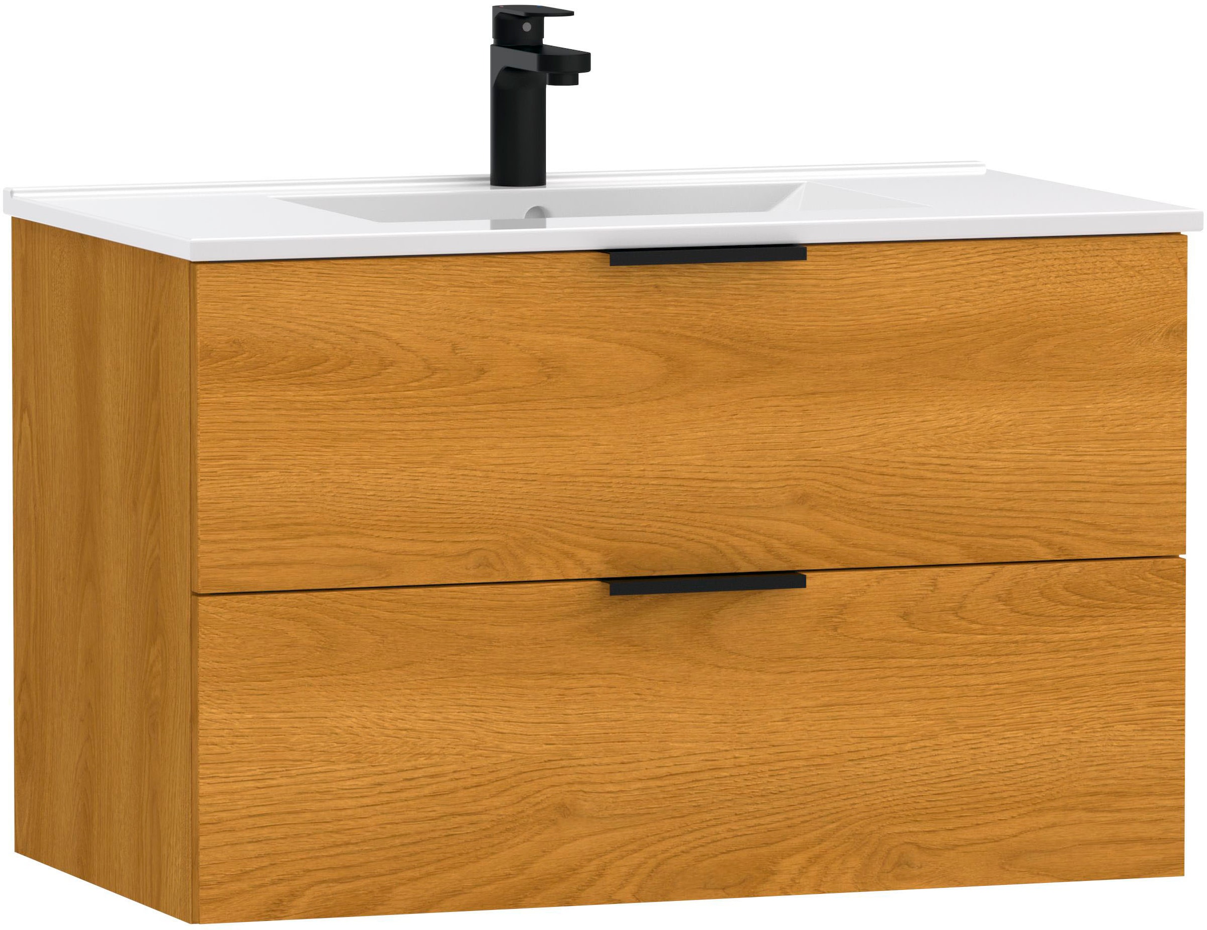 welltime Waschtisch "Athen Badschrank Badezimmer WC Unterschrank mit Becken", Waschplatz mit 2 Schubladen, Breite 80cm S