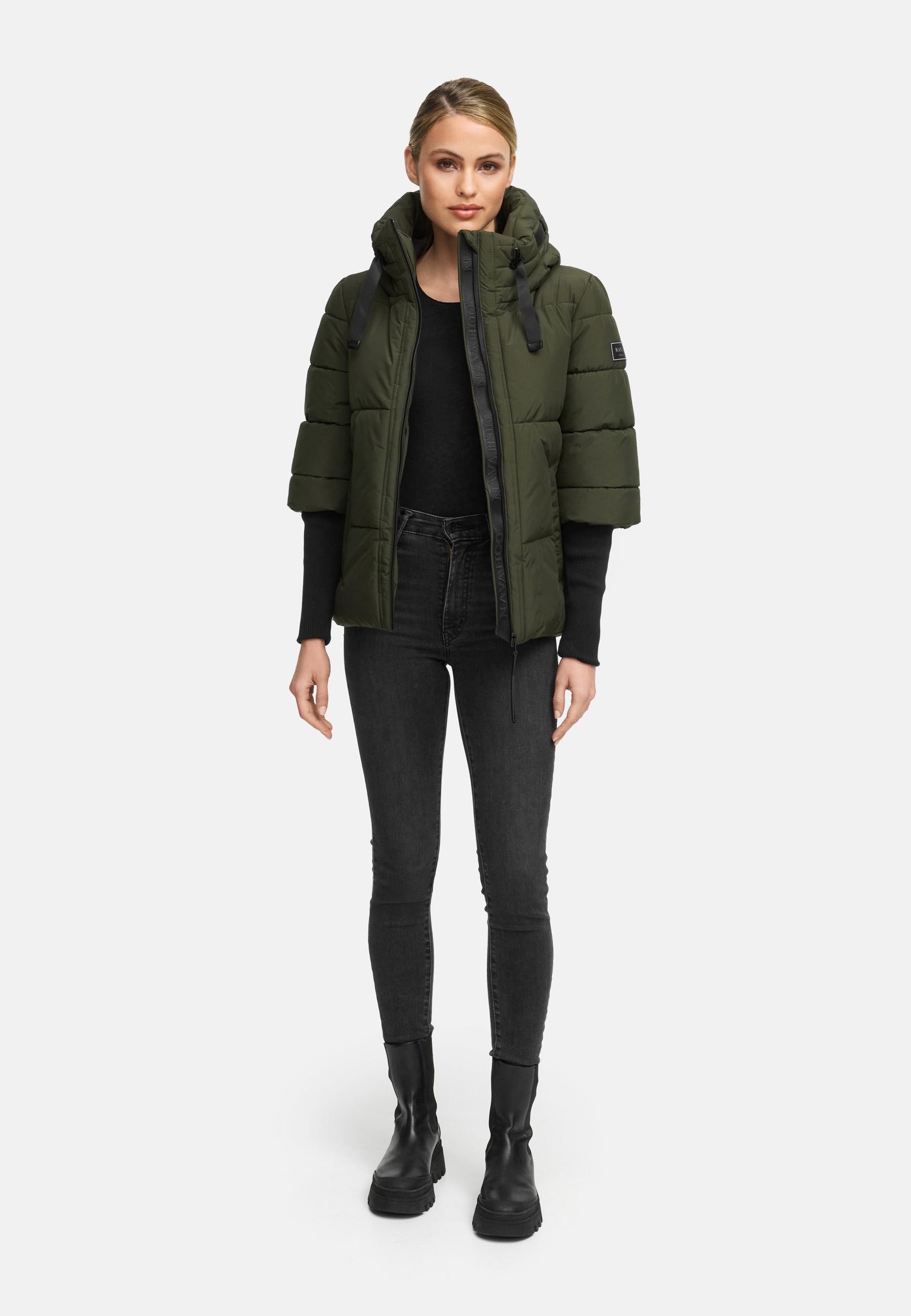 Navahoo Steppjacke »Lotusherz XIV«, mit Kapuze, Warme gesteppte Winterjacke mit Rippstrickärmeln