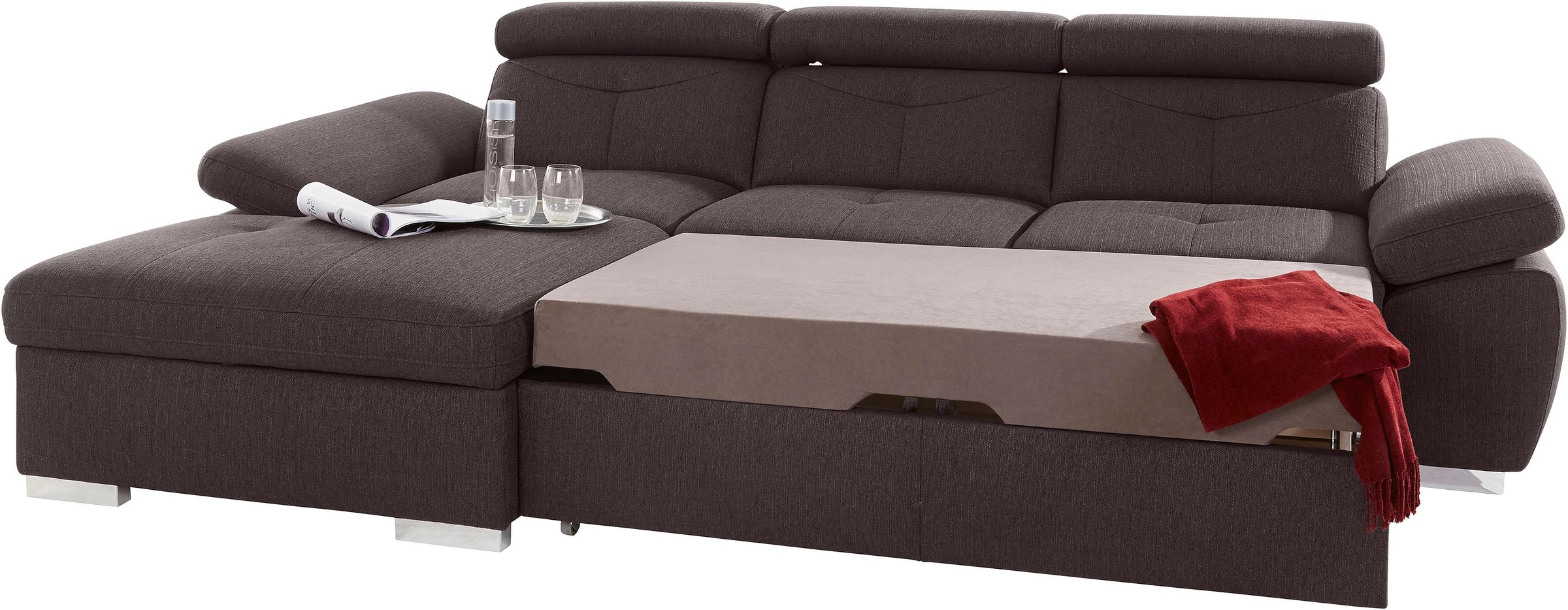 exxpo - sofa fashion Ecksofa »Spring, super bequem, mit Armteil- und Kopfteilfunktion, OTTOs Choice«, L-Form, wahlweise mit Bettfunktion und Bettkasten