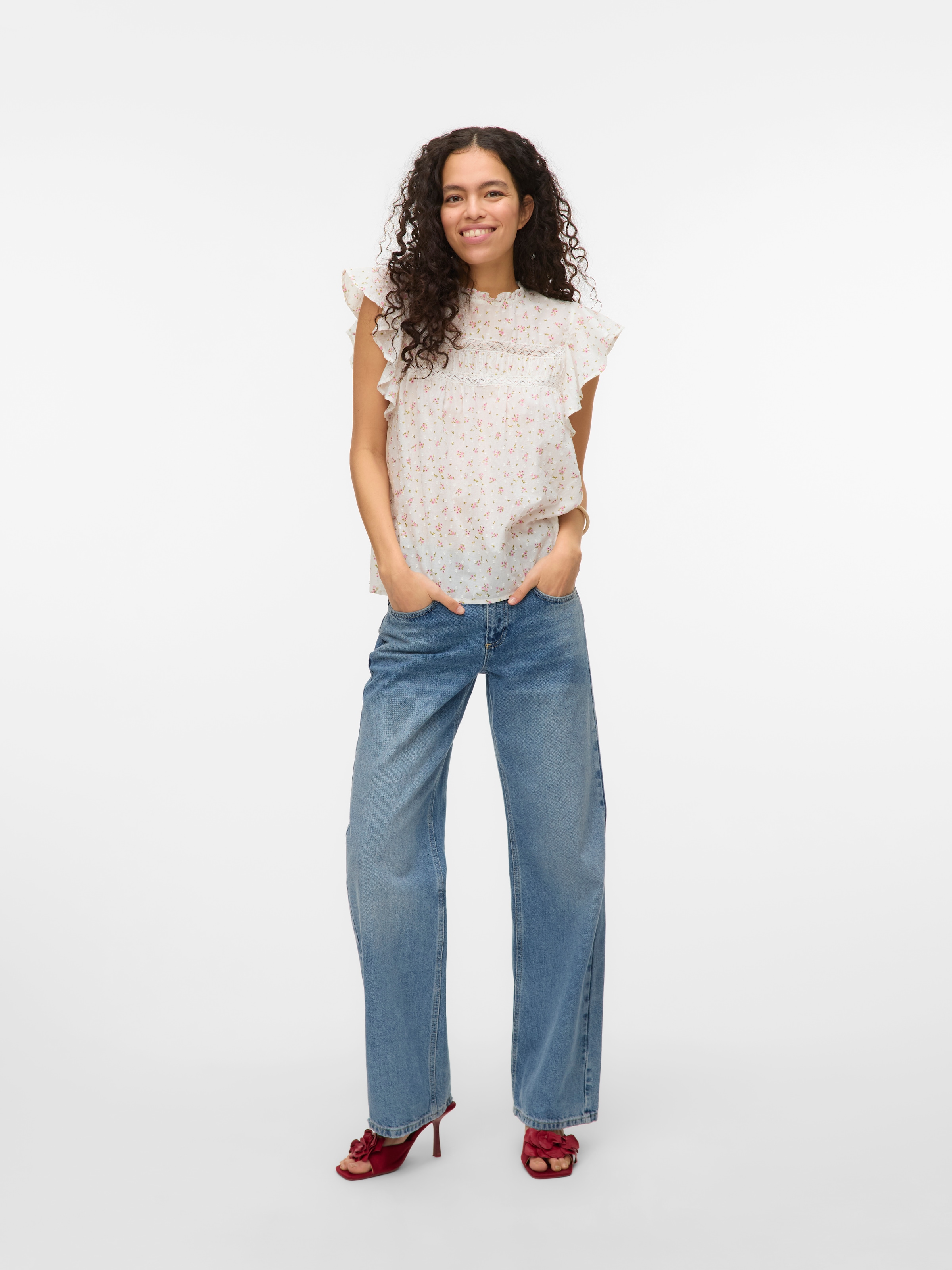 Vero Moda Blusenshirt »VMTRINE SL LACE TOP WVN NOOS«