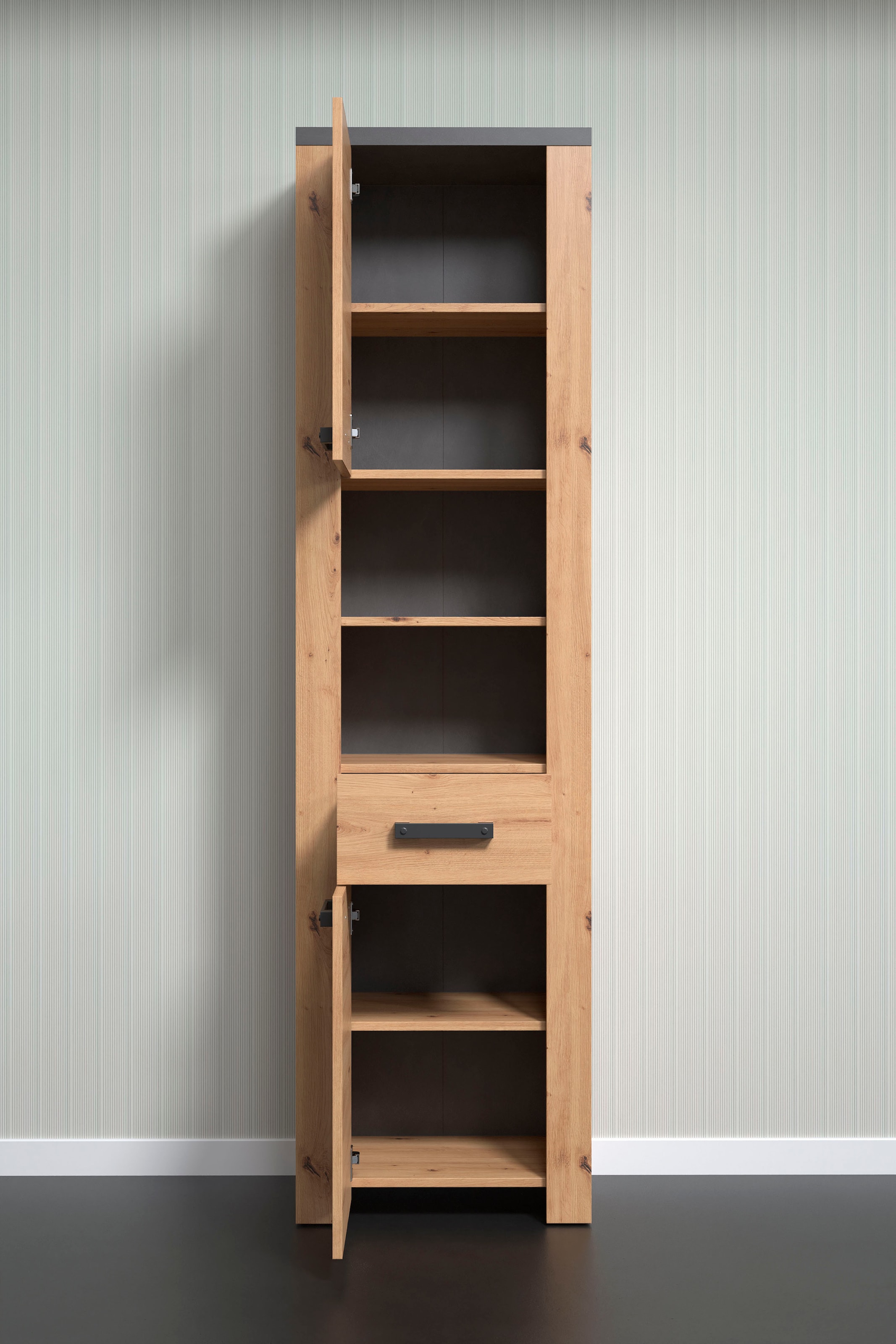 Home affaire Hochschrank »Ambres«, (1 St.), Badschrank in matter Echtholzoptik - Maße (B/T/H) 53/35/196 cm