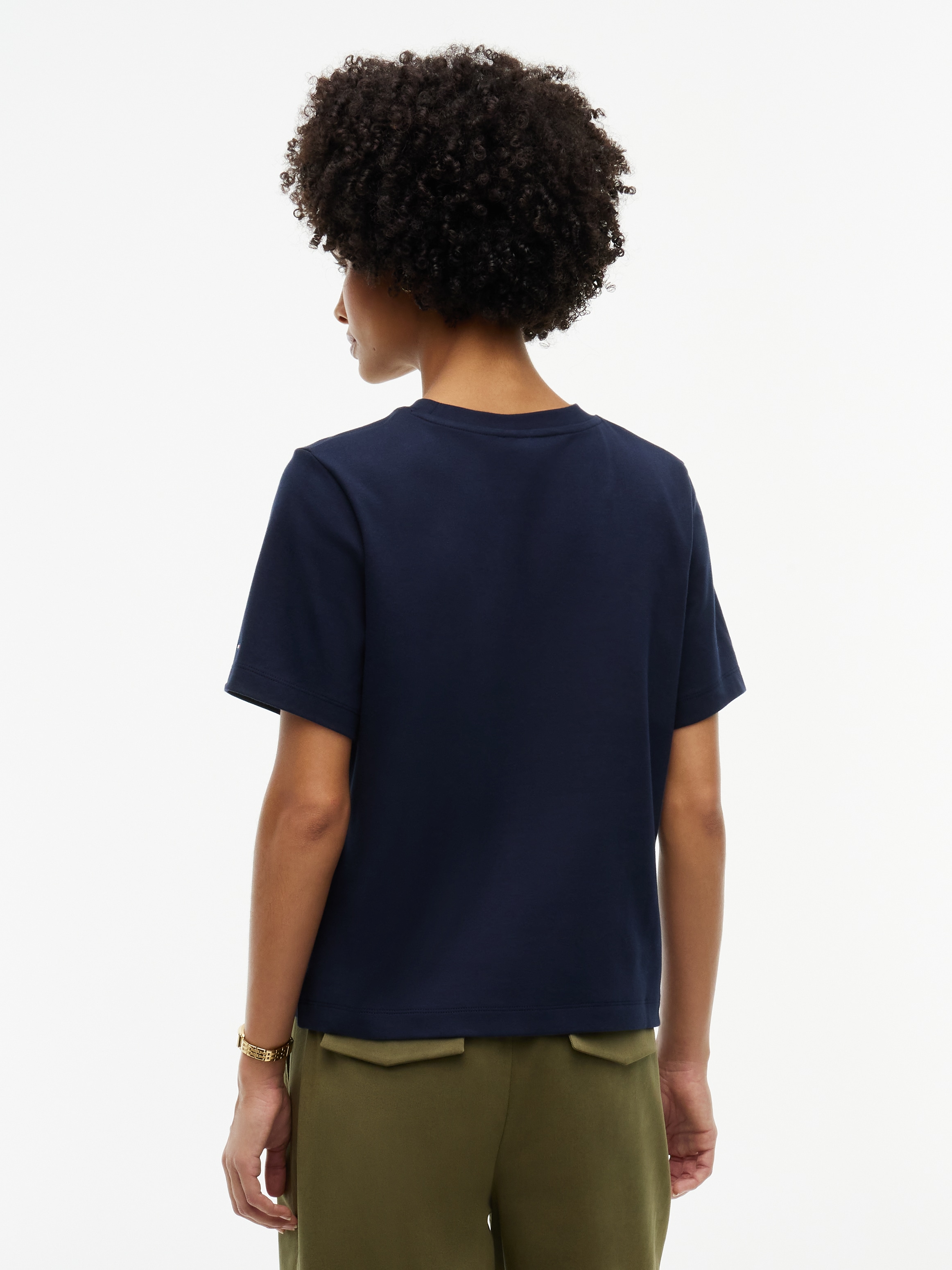 Tommy Hilfiger Kurzarmshirt »GOLD SCRIPT MDRN C-NK S/S TEE« Baumwolle