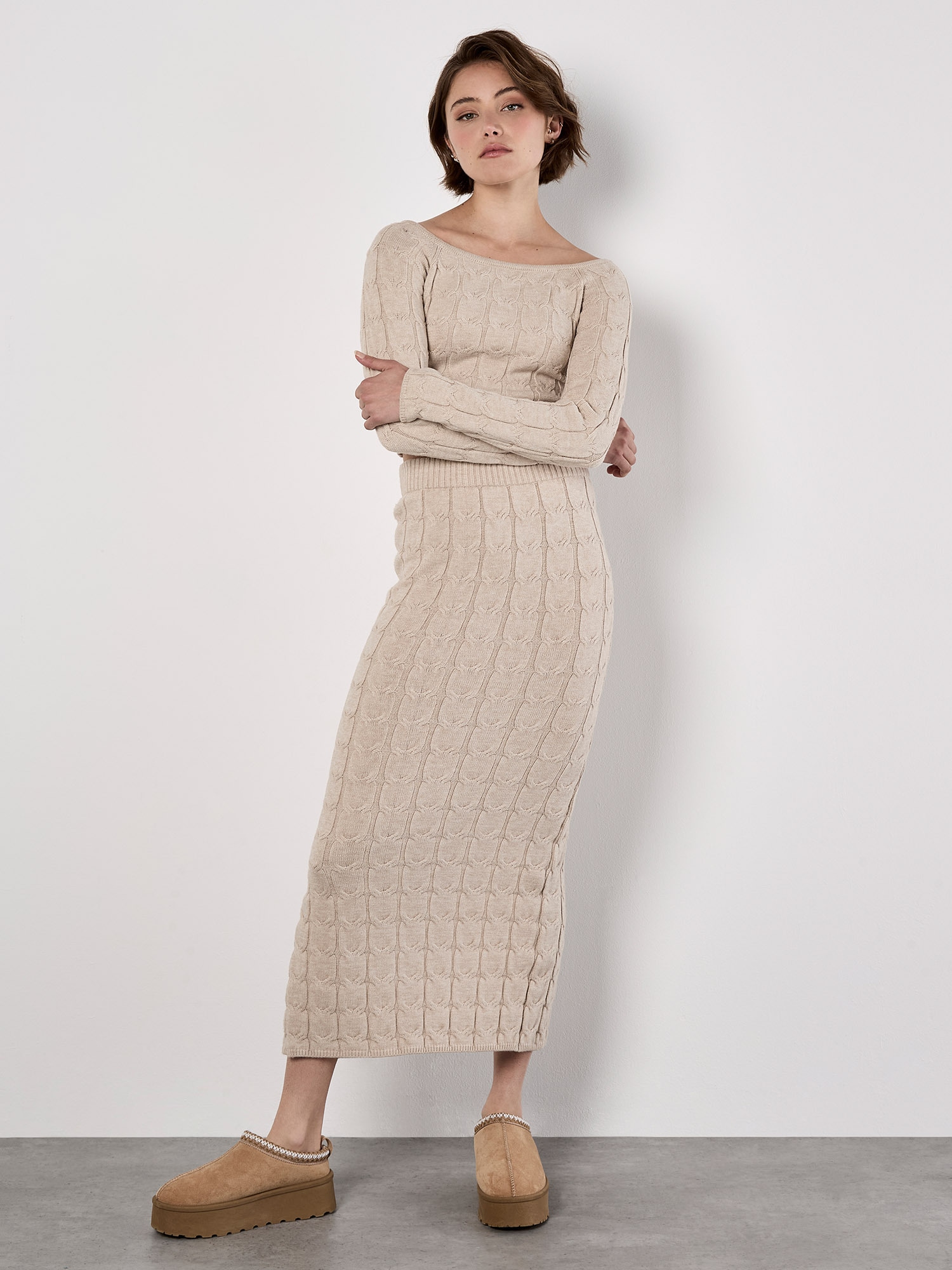 Apricot Strickpullover »Cropped Pullover« mit Zopfmuster