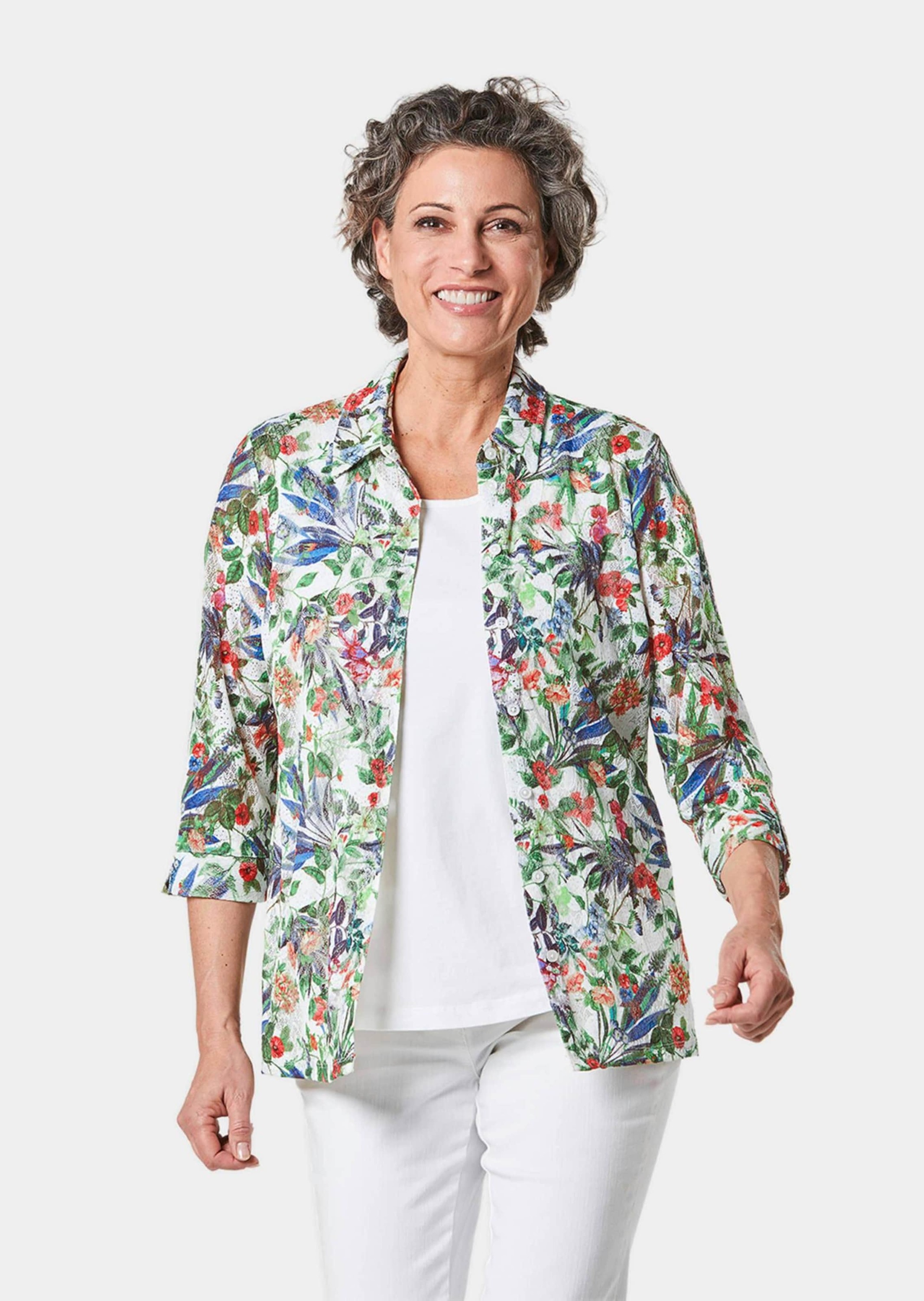 GOLDNER Klassische Bluse "Kurzgröße Set aus Spitzenbluse und Jerseytop" günstig online kaufen