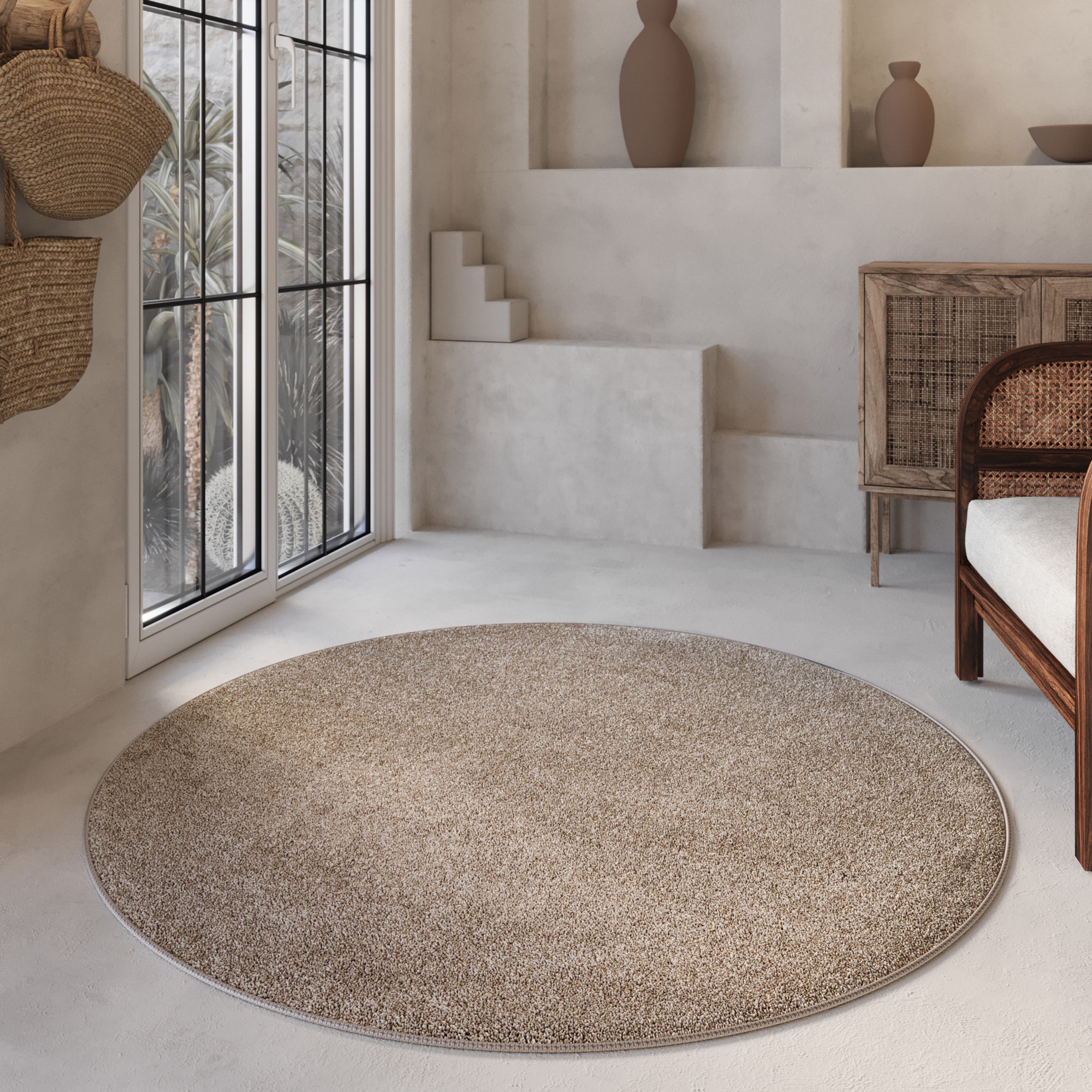 Wecon home Basics Hochflor-Teppich "Nova" rund 25 mm Höhe Shaggy, gewebt, robust, Wohnzimmer, Schlafzimmer