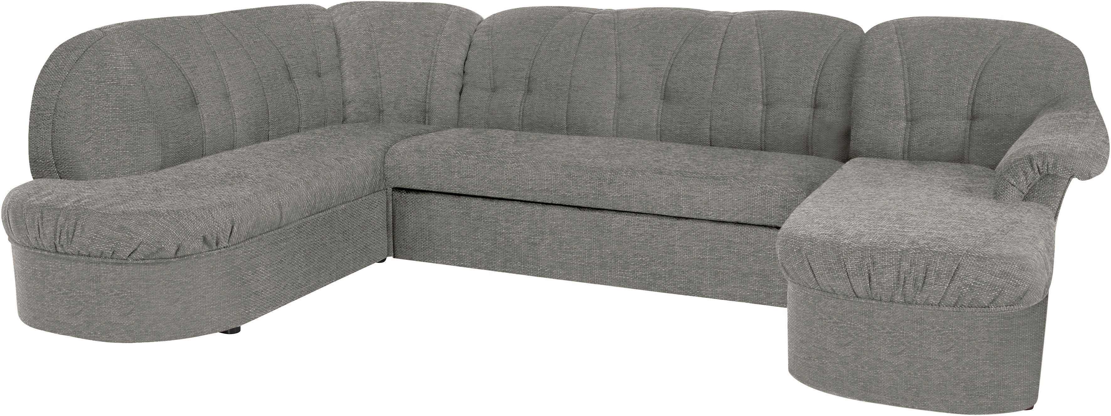 DOMO collection Wohnlandschaft "Pegnitz, zeitlos&modern, elegante Rückensteppung, Breite 292cm, U-Form" wahlweise mit Bettfunktion