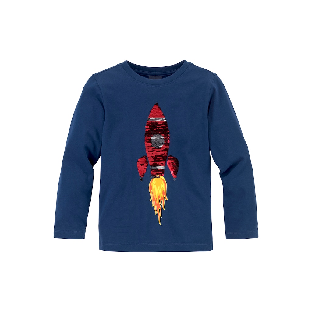 KIDSWORLD Langarmshirt »Rakete aus Wendepailletten«