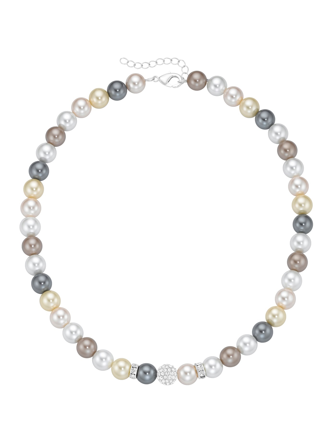 LADY Damen Perlenkette, Metall, silber, Metall, Halsketten