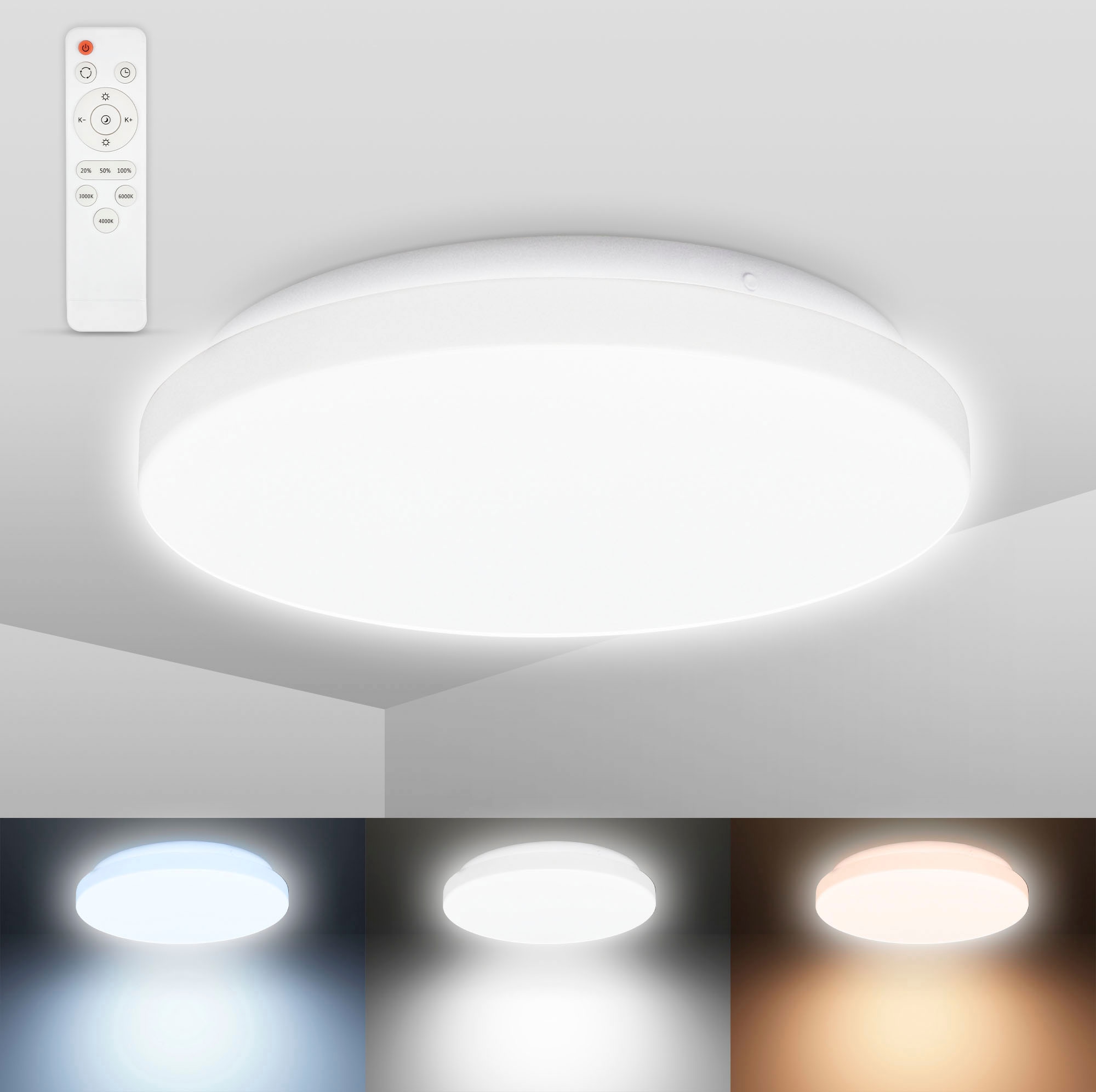 LED Deckenleuchte »BK_DL1526 CCT-LED Bad-Deckenlampe, Badleuchte mit Fernbedienung«, 1...