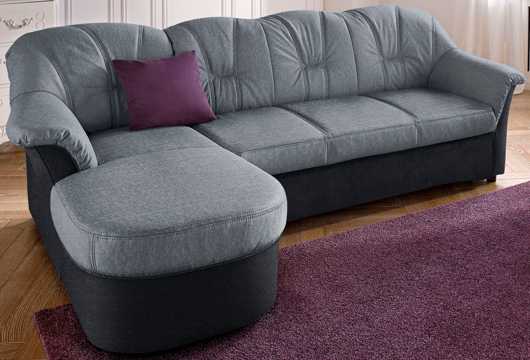 DOMO collection Ecksofa "FLORES Schlafsofa, 233x142x86 cm, L-Form" whlw. mit Bettfunktion, whlw. mit Federkern