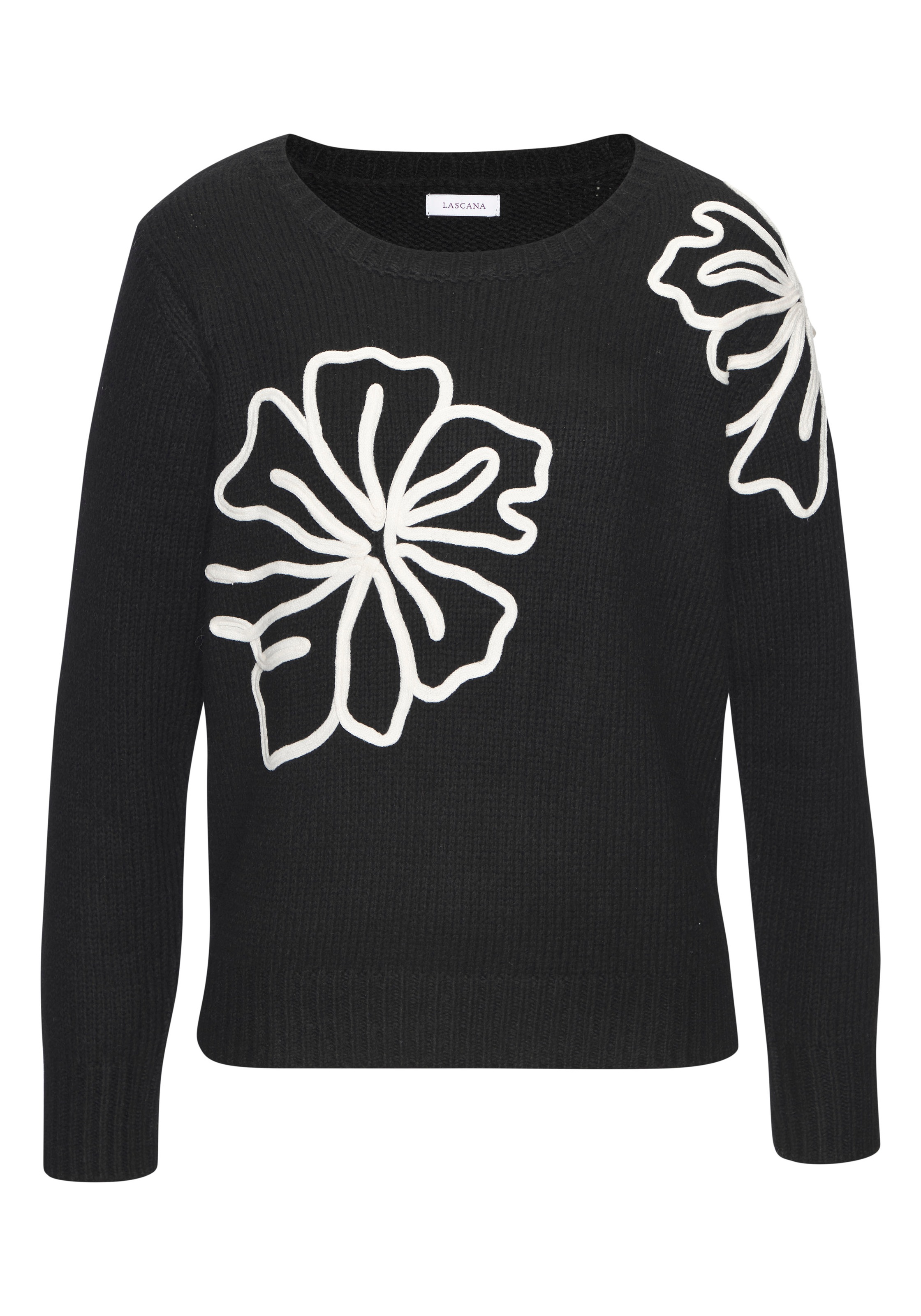 LASCANA Strickpullover mit Blumen-Applikation, Winterpullover, modisch günstig online kaufen