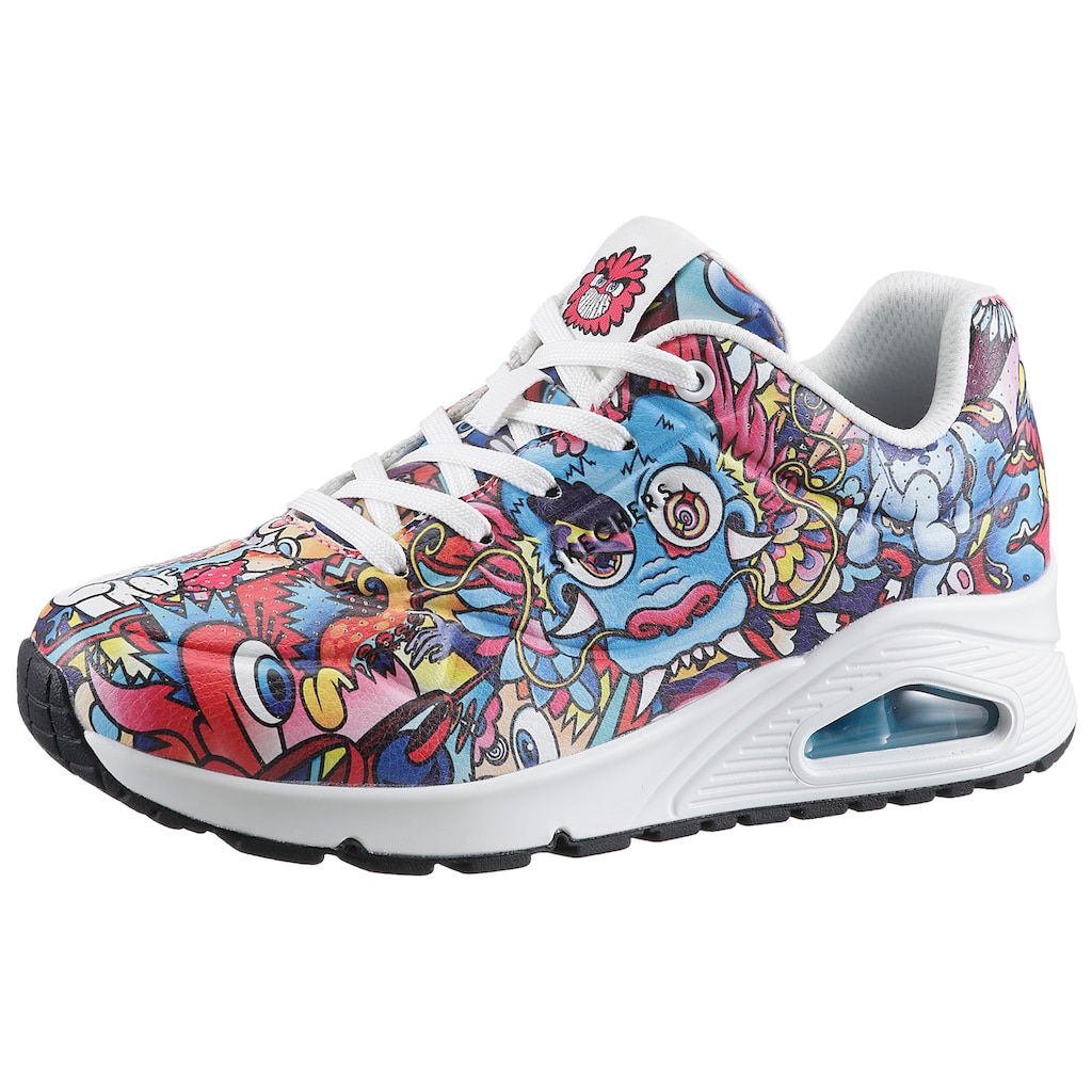 Skechers Sneaker »UNO-COLOR DOODLE«, mit buntem Print, Freizeitschuh, Halbschuh, Schnürschuh