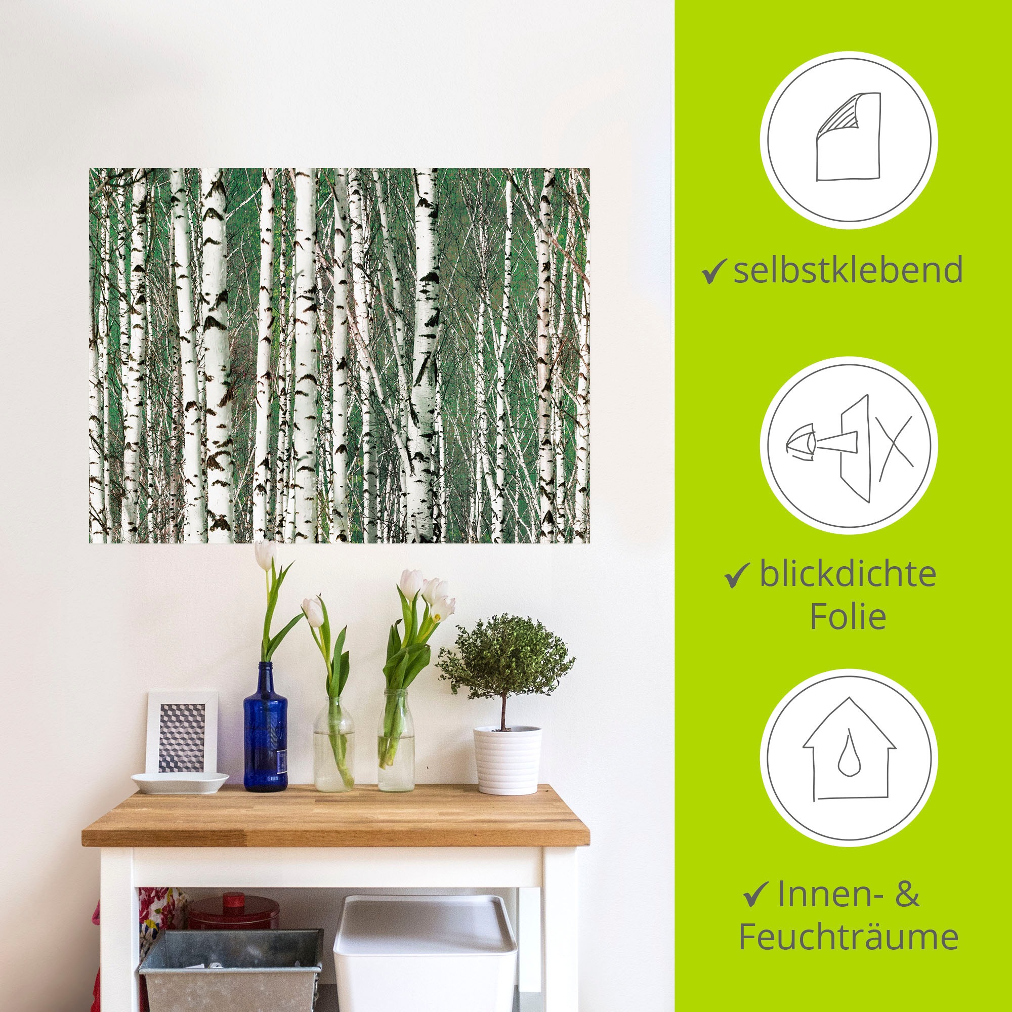 Artland Wandbild »Birkenwald - Bäume«, Bäume, (1 St.), als Leinwandbild, Wandaufkleber in verschied. Größen
