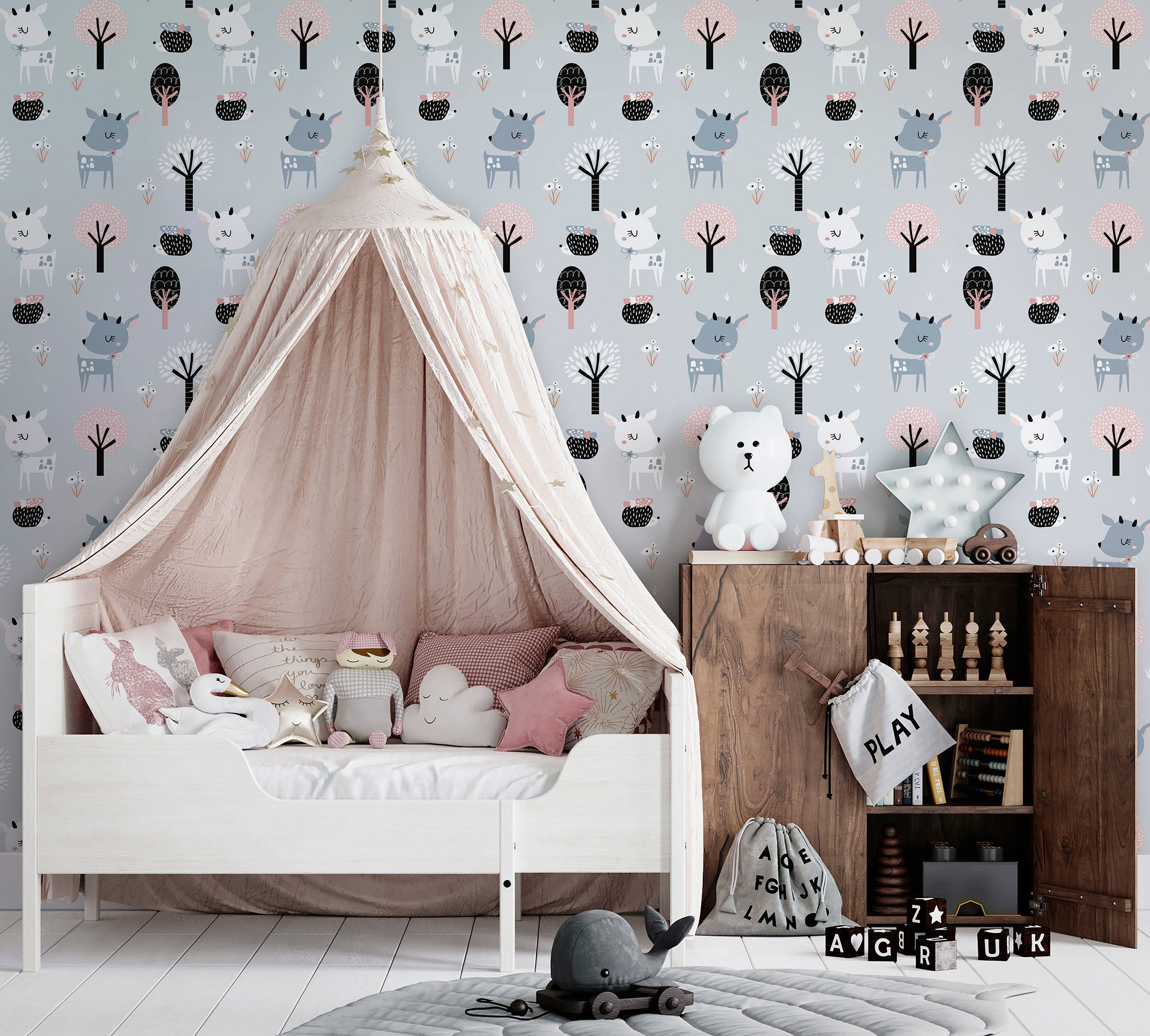 Marburg Kindertapete, Motiv-matt-Wald, Tiere, moderne Tapete für Wohnzimmer Schlafzimmer Küche