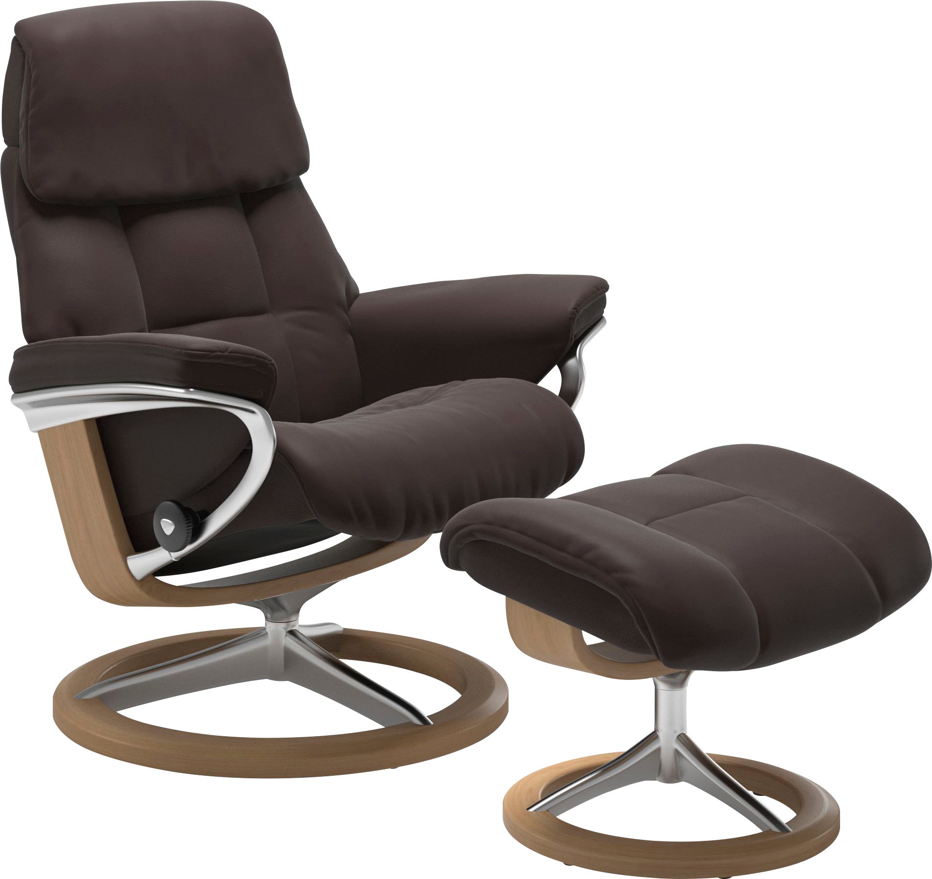 Stressless Relaxsessel "Ruby" mit Signature Base, Größe M, Gestell Eiche, Wenge, Braun & Schwarz