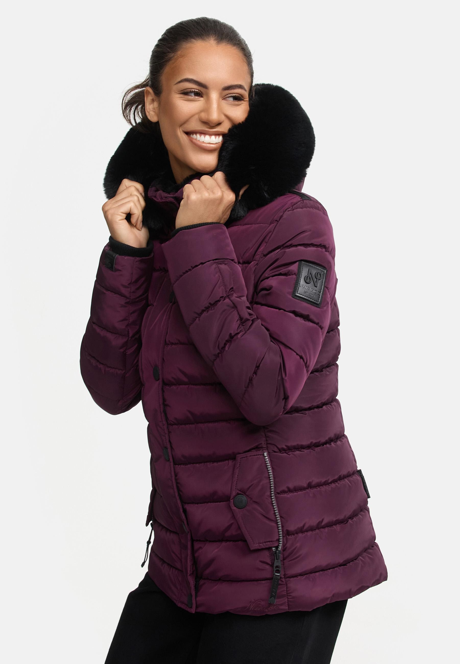 Navahoo Steppjacke »Milianaa«, mit Kapuze, Edle Winterjacke mit weicher Kunstfell-Kapuze