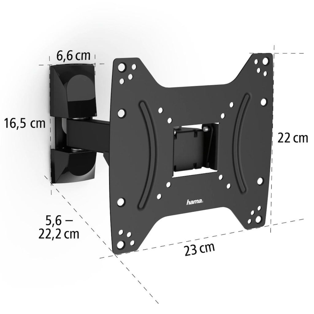 Hama TV-Wandhalterung »Wandhalterung schwarz, schwenkbar, 48 - 122 cm (19" -48"), 32", 43"«, bis 122 cm Zoll, bis 122 cm (48 Zoll) 200x200, ausziehbar, Kabelmanager