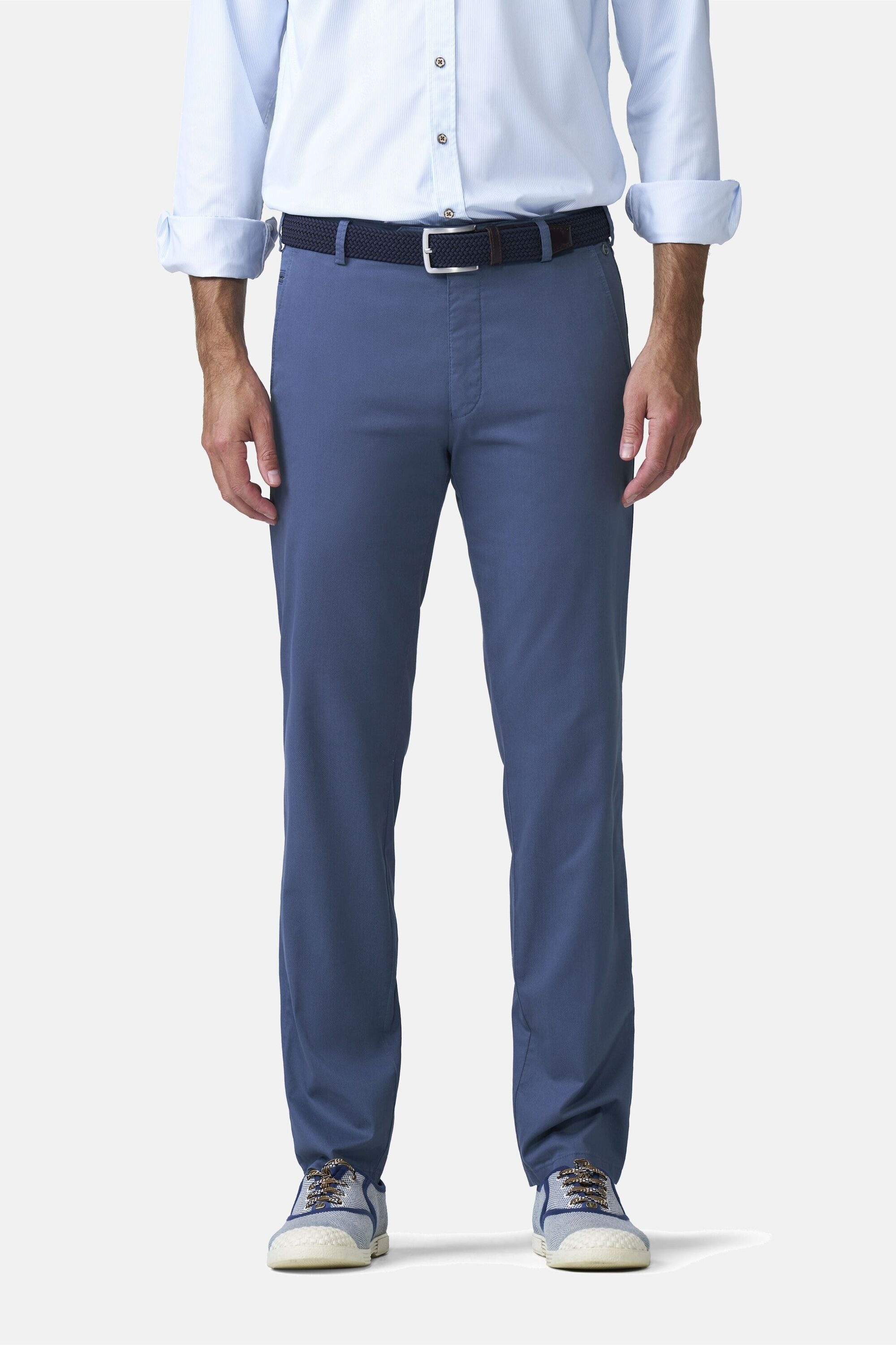 Chinos MEYER "Bonn 1-5075", Herren, Gr. 54, Normalgrößen, blau, 96% Baumwolle, 4% Elasthan, unifarben, regular fit lang, Hosen, Modern-GOTS-zertifiziert