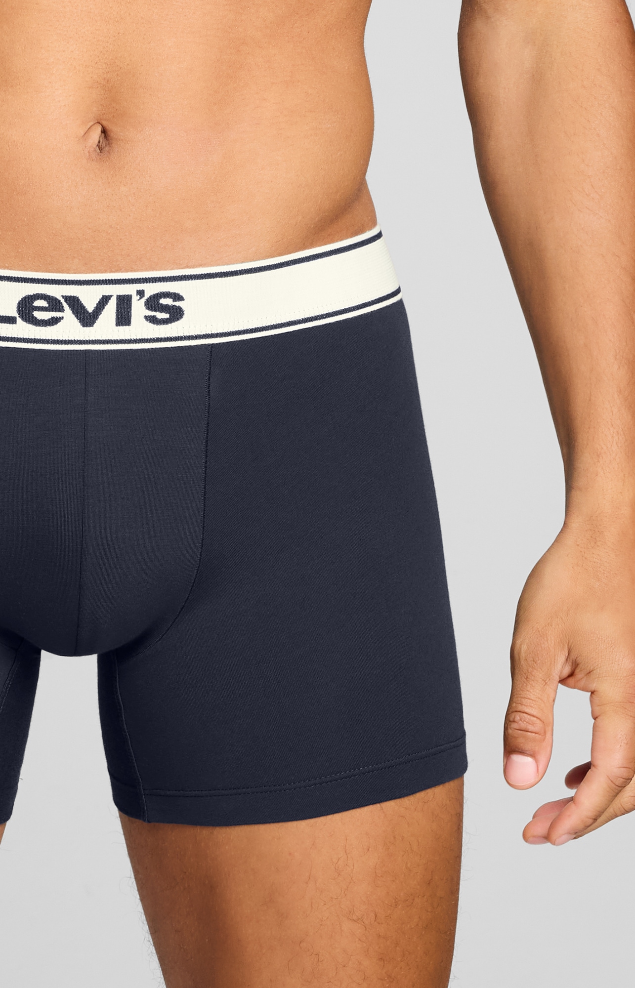 Levi's® Boxer »LEVIS MEN VNTG HTR BOXER BRIEF 2P« ohne Eingriff, uni, meliert, Logo-Bund, elastisch