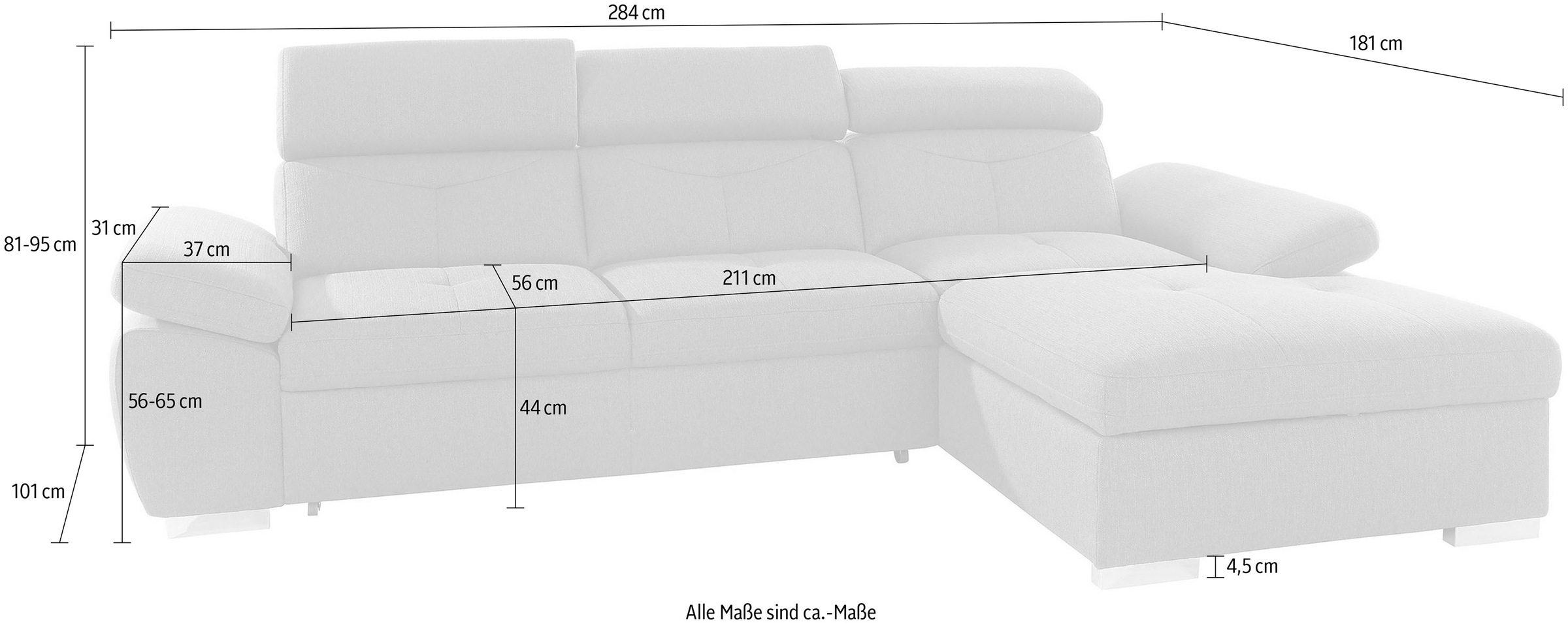 exxpo - sofa fashion Ecksofa »Spring, super bequem, mit Armteil- und Kopfteilfunktion, OTTOs Choice«, L-Form, wahlweise mit Bettfunktion und Bettkasten