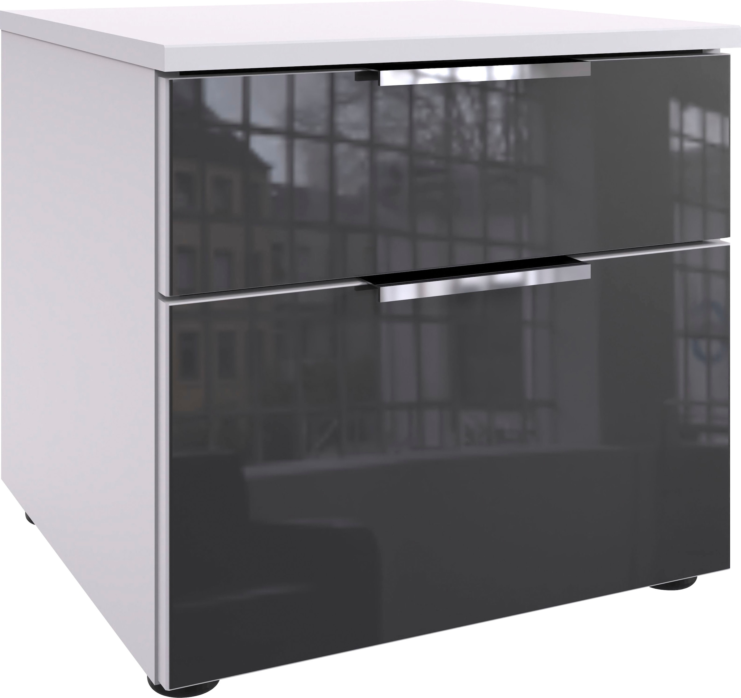 Wimex "Level36 C by fresh to go" Nachttisch mit Glaselementen auf der Front, soft-close Funktion