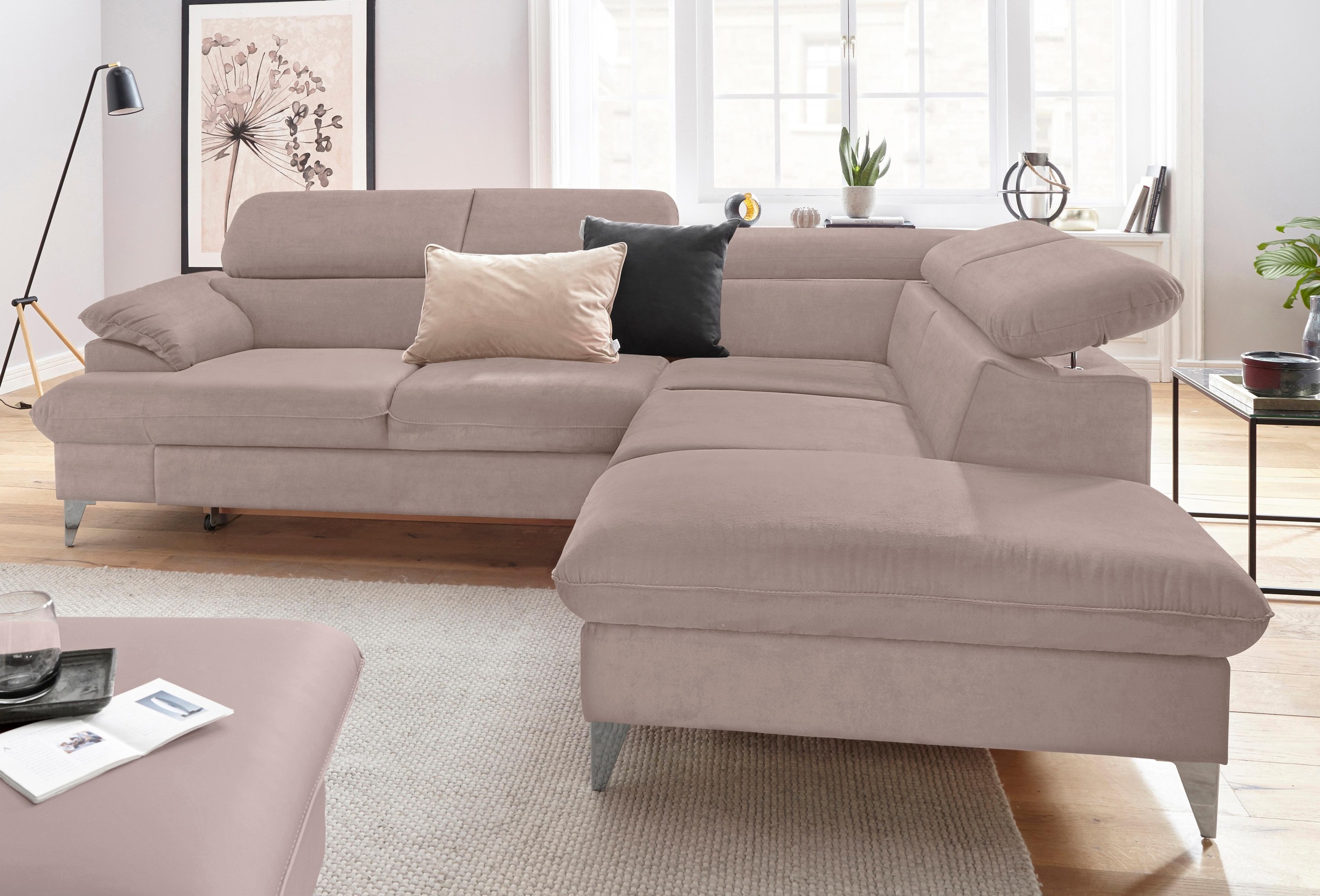 COTTA Ecksofa »Caluso L-Form«, mit Kopfteilverstellung, wahlweise mit Bettfunktion & Bettkasten