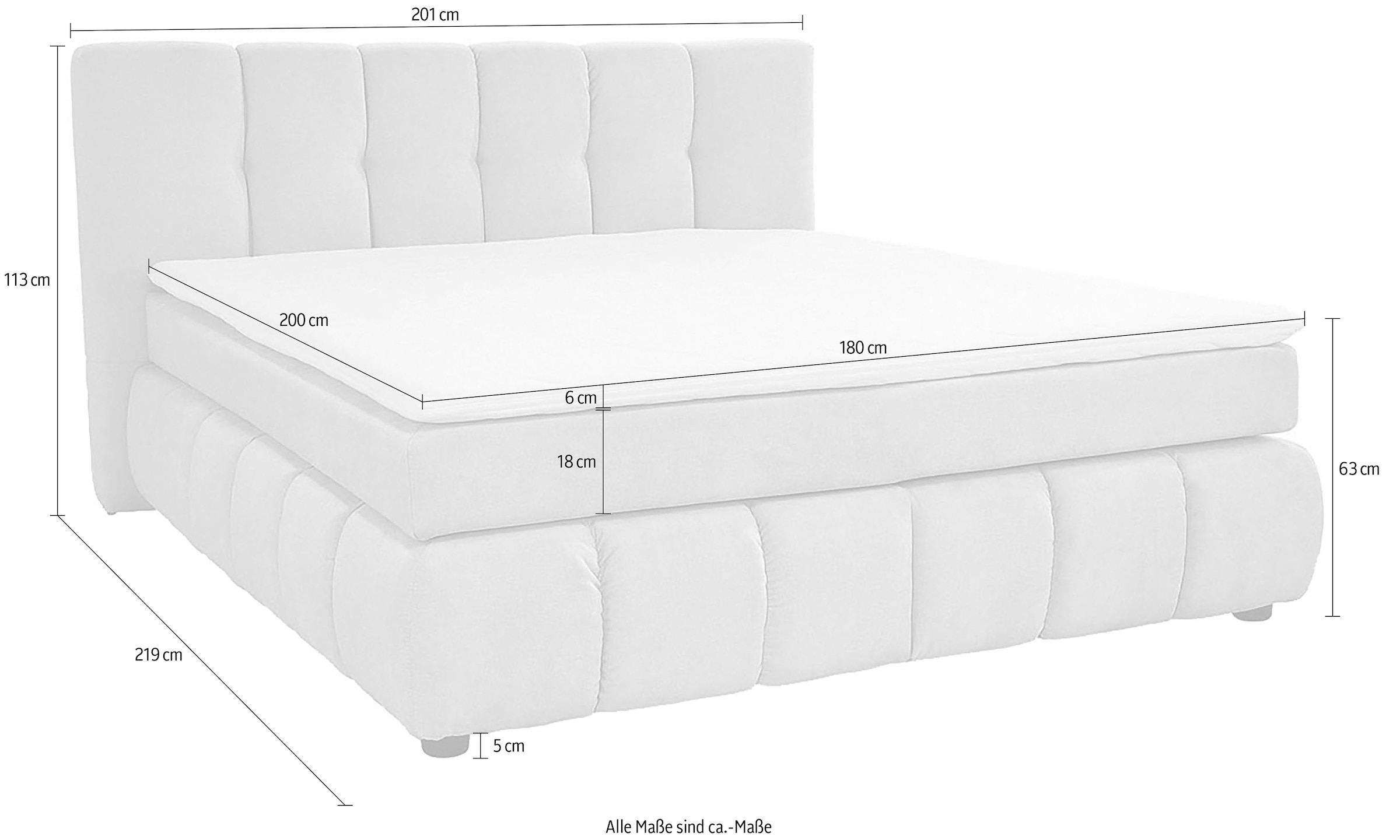 Jockenhöfer Gruppe Boxspringbett »Cora«, Wende-Bonell-Federkern-Matratze (H2/H3), PU-Schaum Topper