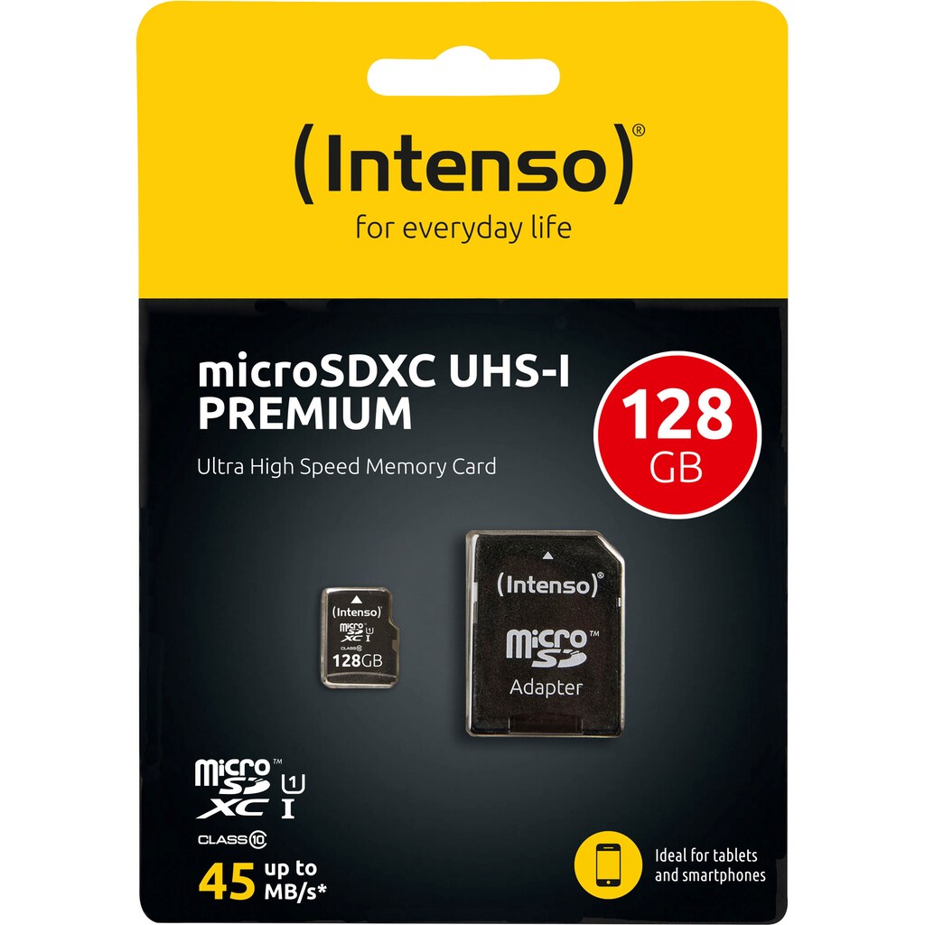 Intenso Speicherkarte »microSDHC UHS-I Premium + SD-Adapter«, (45 MB/s Lesegeschwindigkeit)