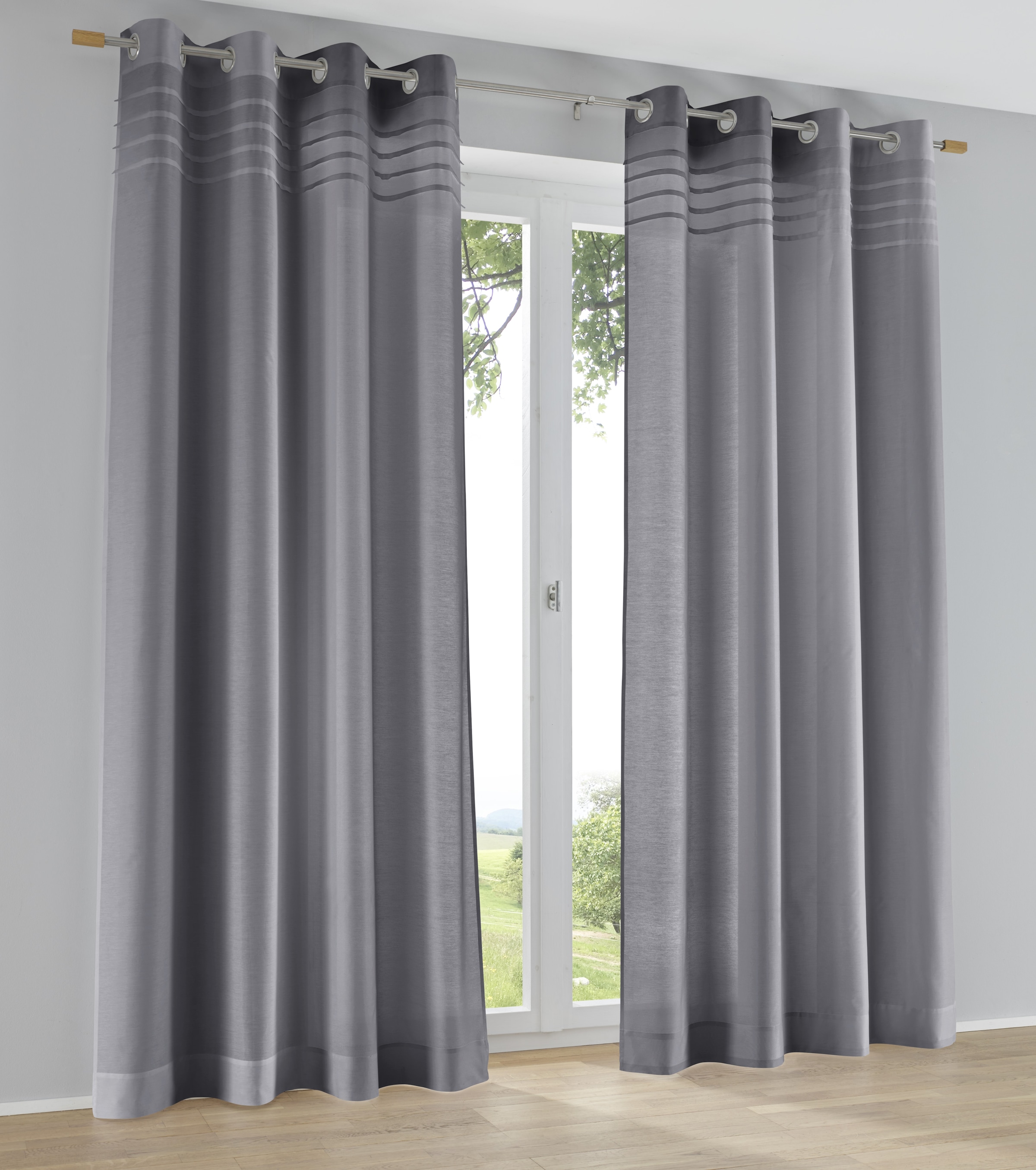 Kutti Vorhang »Kessy« Ösen 1 Stk. tlg. Eleganter Uni-Vorhang mit dekorativer Biesenblende