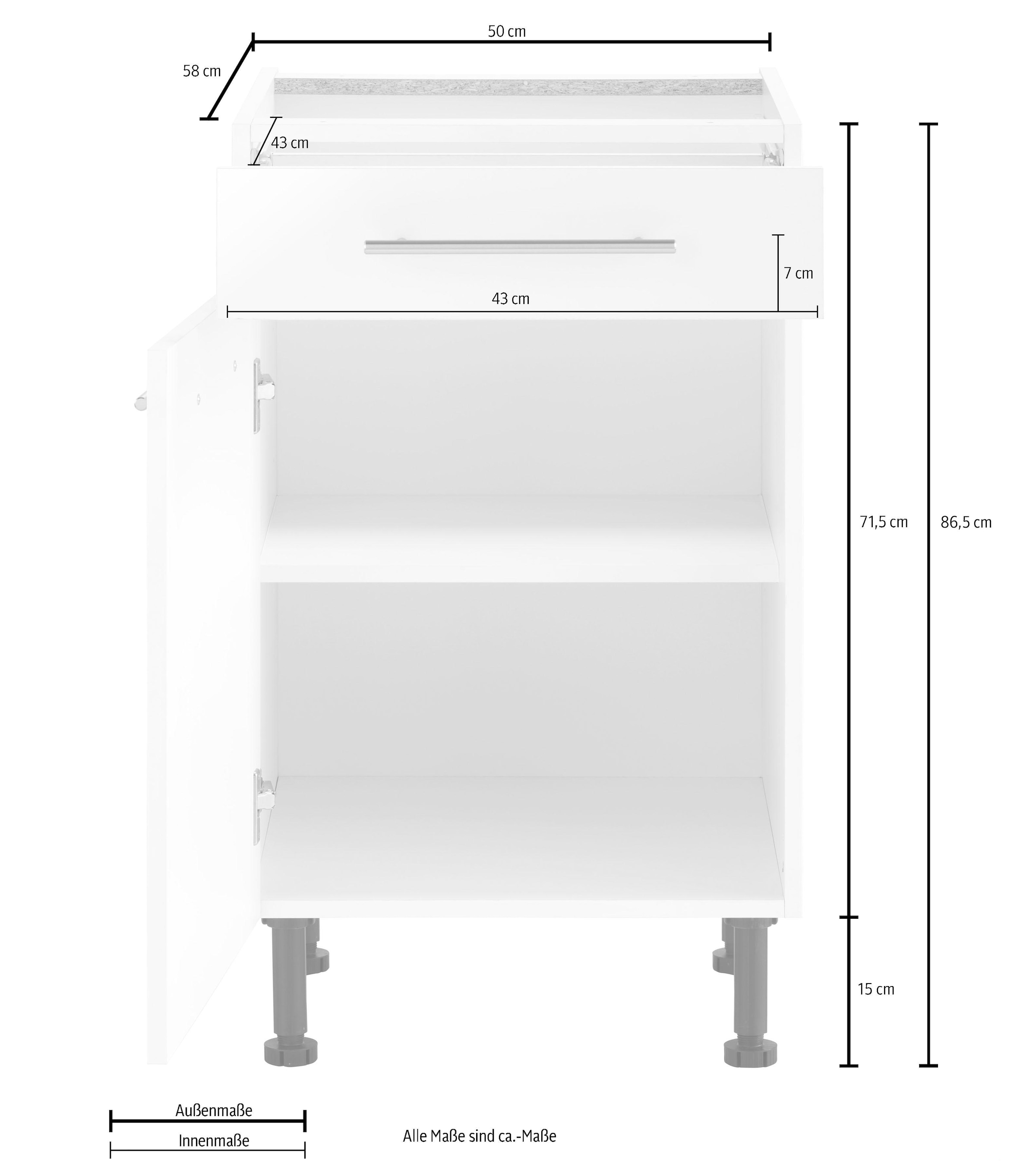 Küchen Breite | »Ela«, höhenverstellbare Unterschrank Füße wiho BAUR 50 cm,