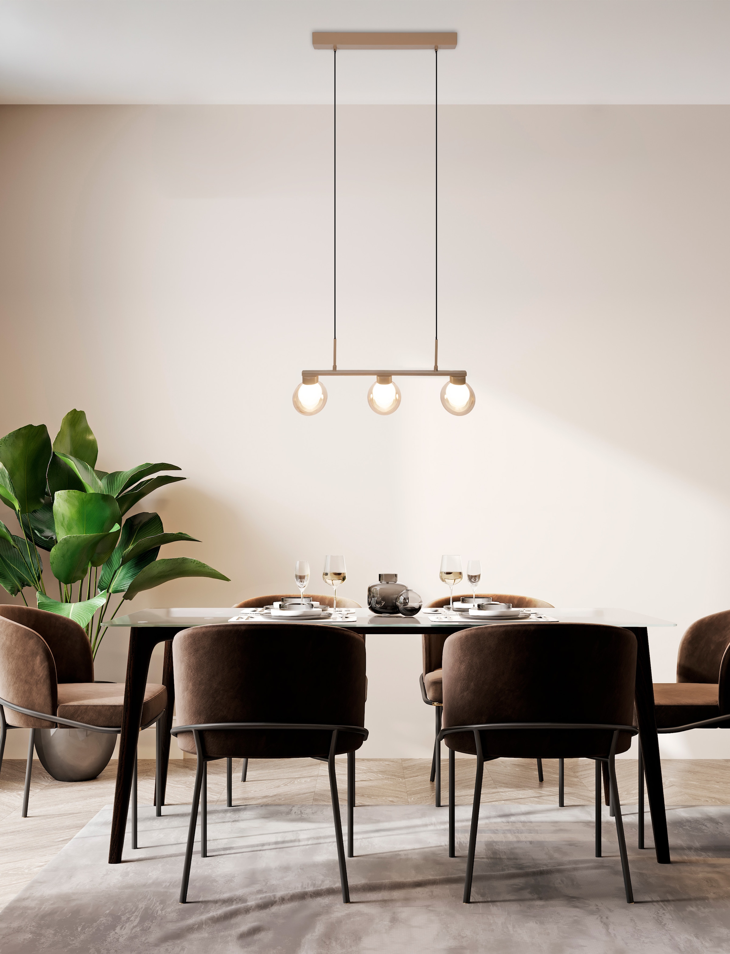 näve Pendelleuchte »Donika« G9 1 Stk. Glasschirme in amber, exkl. G9, Gestell braun