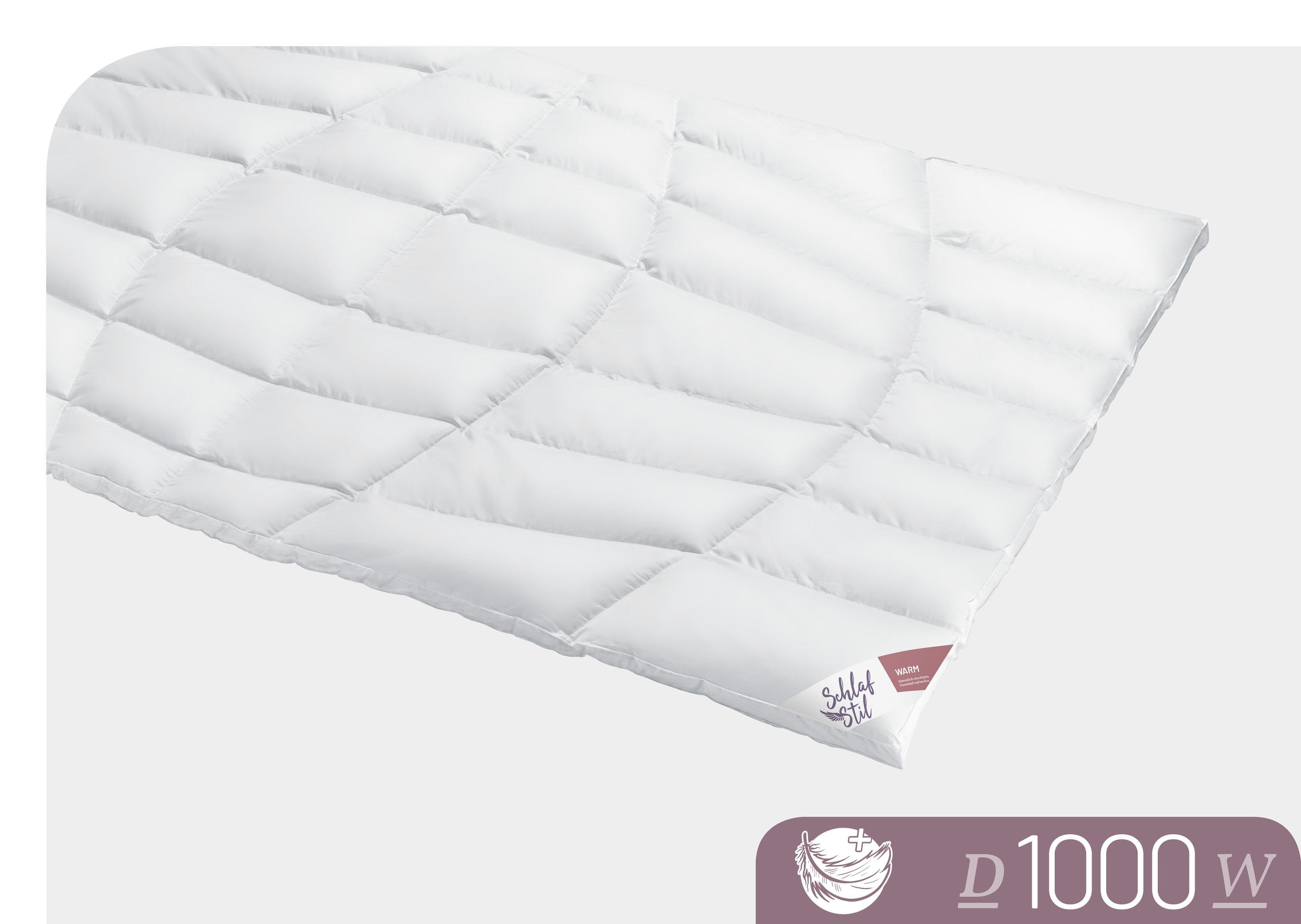 Schlafstil Daunenbettdecke »D1000«, warm, Füllung 100% Eiderdaunen, (1 St.), Höchste Leichtigkeit