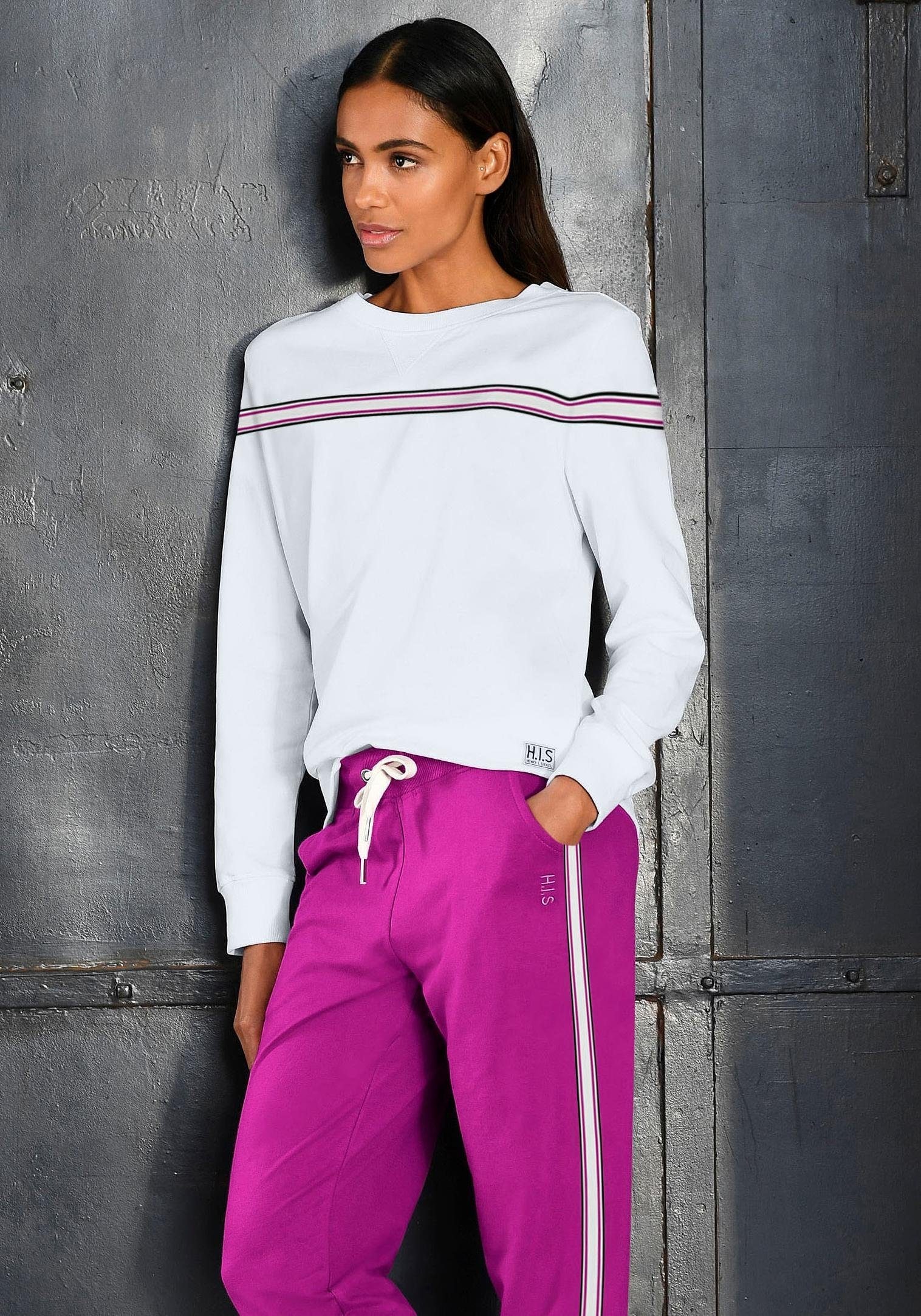 H.I.S Sweater, mit kontrastfarbigem Tape, Loungewear