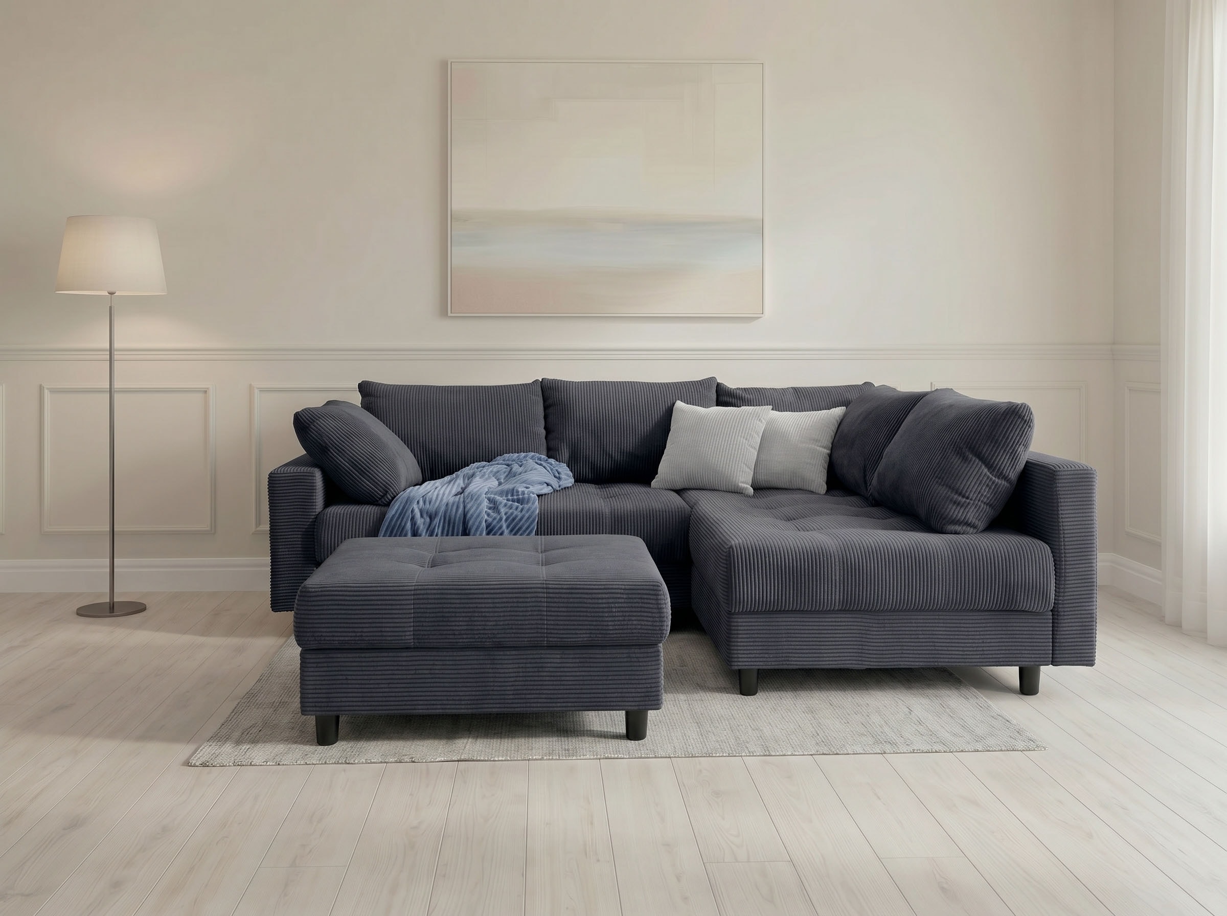 OTTO home Ecksofa "Antonia L-Form, B: 215 cm" Ecksofa, Rückenkissen, ottomane beidseitig montierbar, Bonnelfederkern