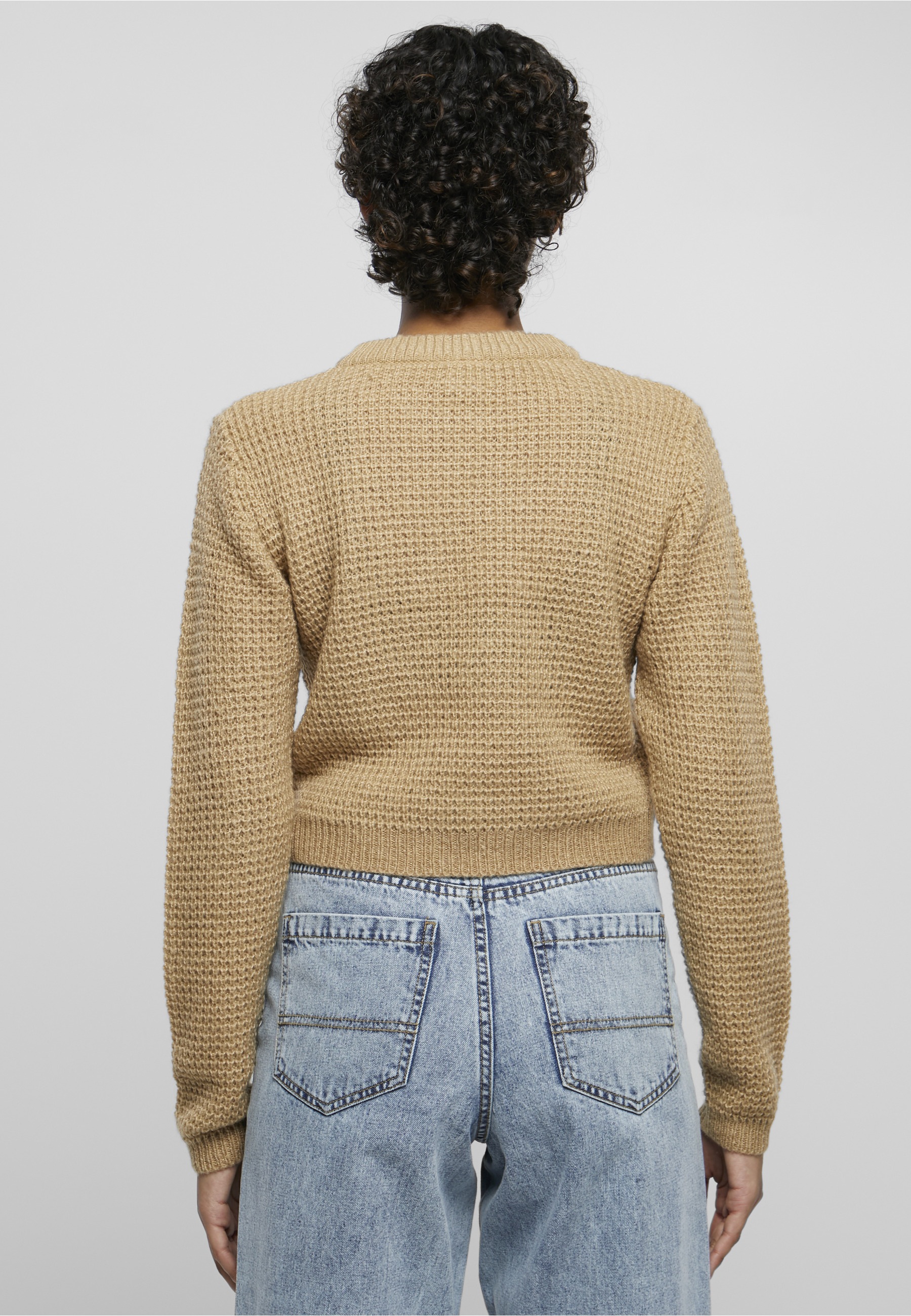 URBAN CLASSICS Fleecepullover »Urban Classics Damen Ladies Short Waffle Sweater«, 1 Stk.
