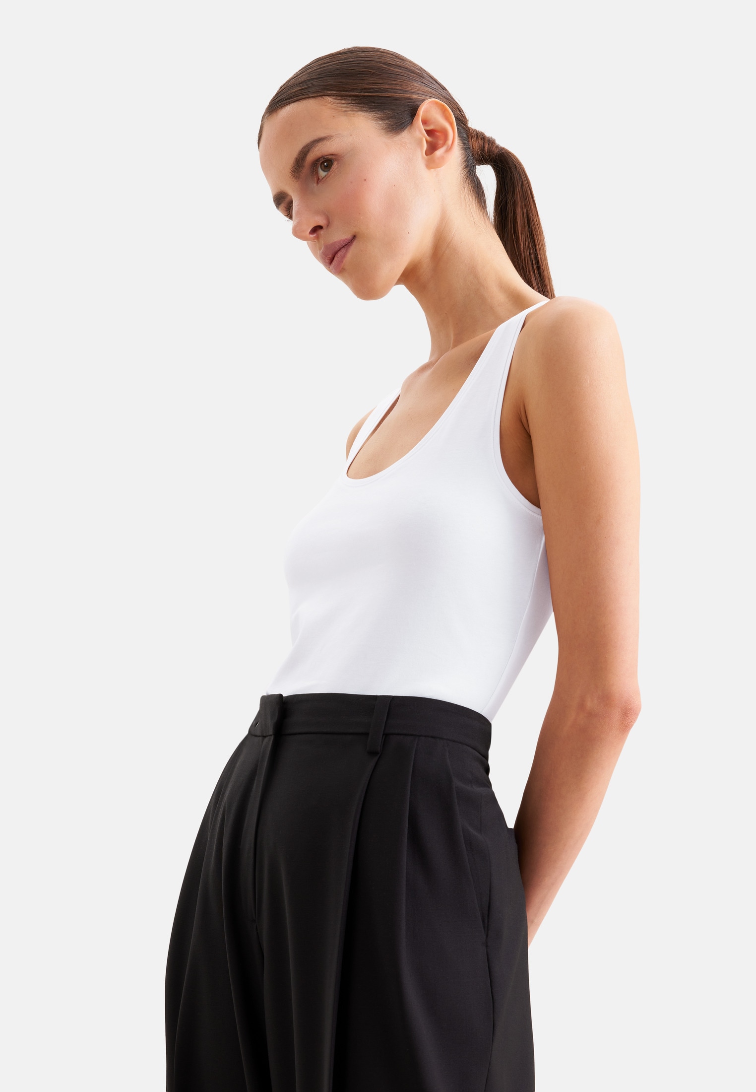 seidensticker Shirttop "Schwarze Rose" Ohne Arm Rundhals Uni