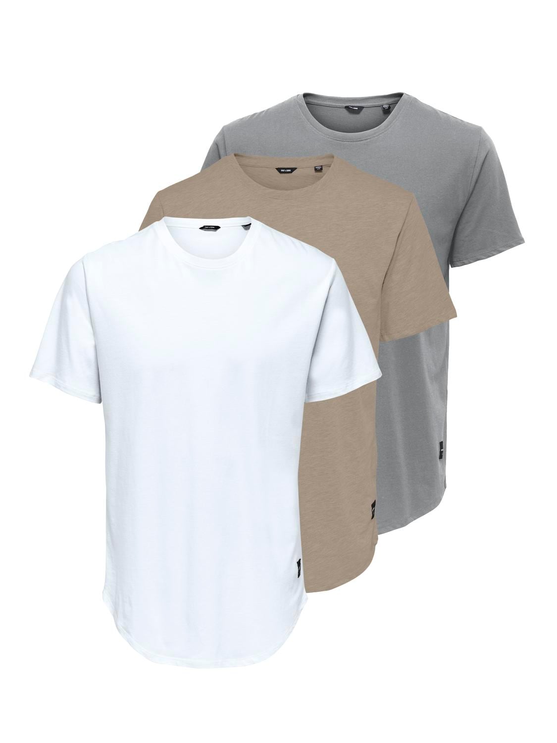 ONLY & SONS Rundhalsshirt "ONSMATT LONGY SS TEE 3-PACK" Packung, 3 günstig online kaufen