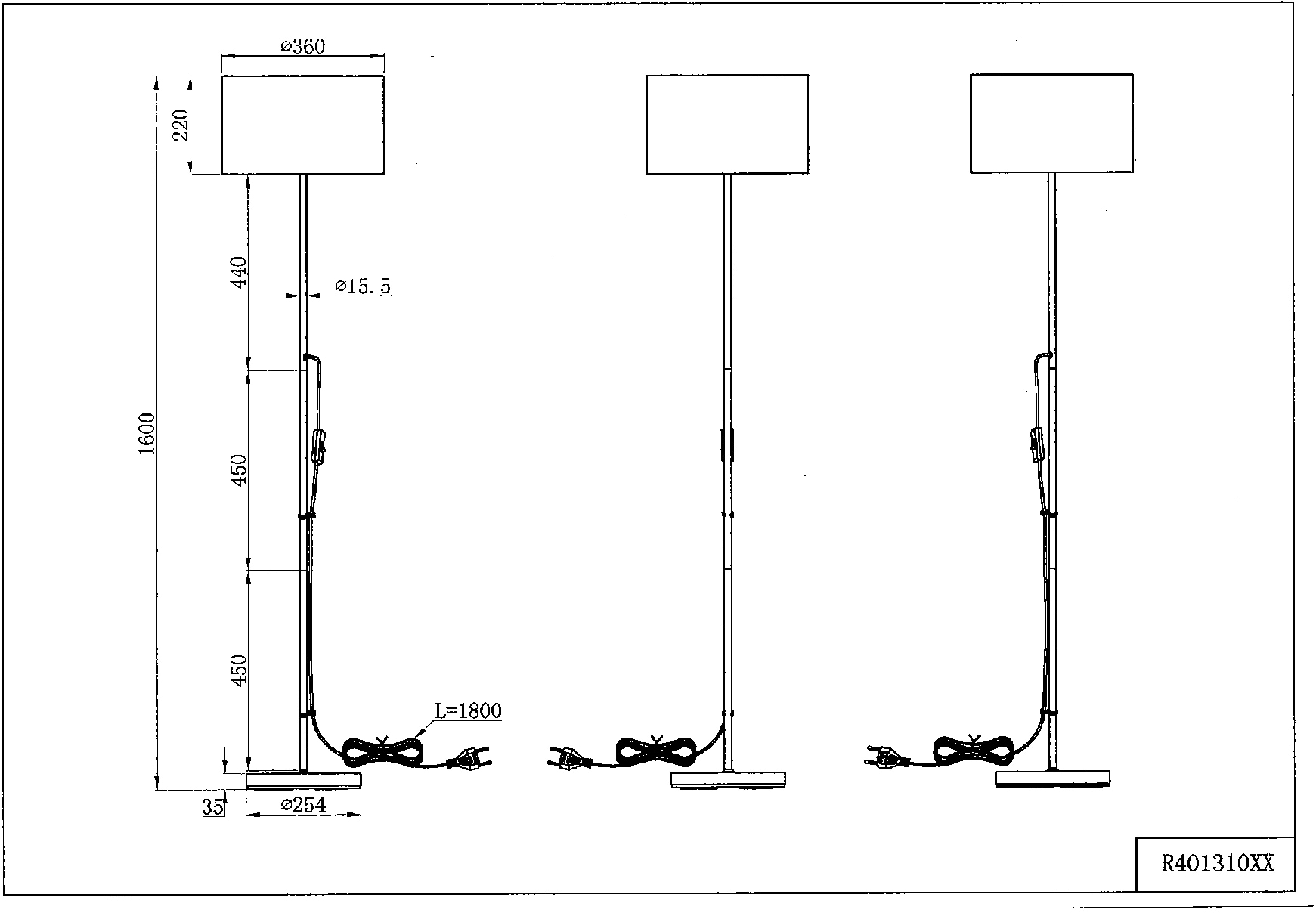 TRIO Leuchten Stehlampe »TARKIN«, 160cm, im Leuchtmittel E27 Schirm | Höhe frei wählbar 1 Sale flammig-flammig, Ã˜ 36cm, BAUR