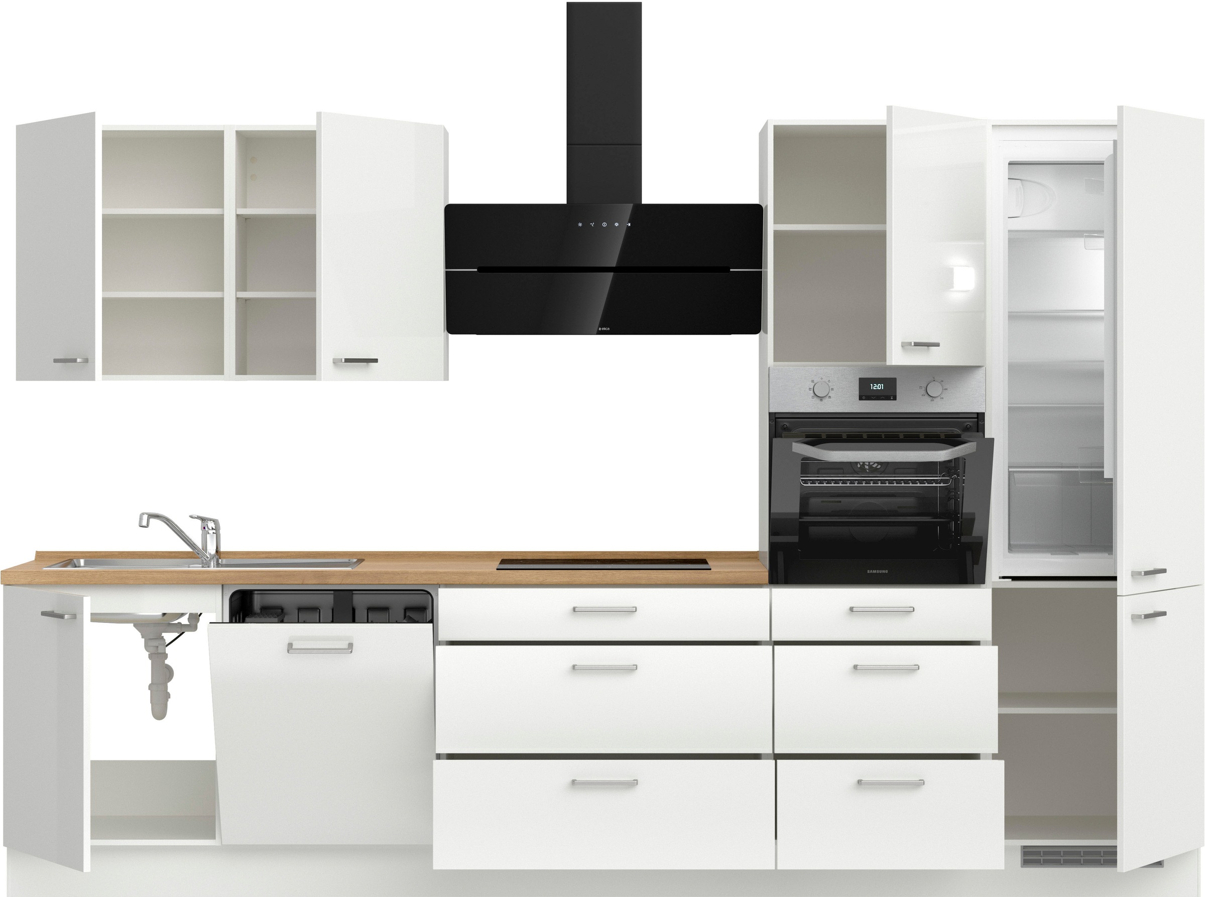 nobilia® Küchenzeile »"Flash II"«, vormontiert, Ausrichtung wählbar, Breite 330 cm, wahlw. mit E-Geräten