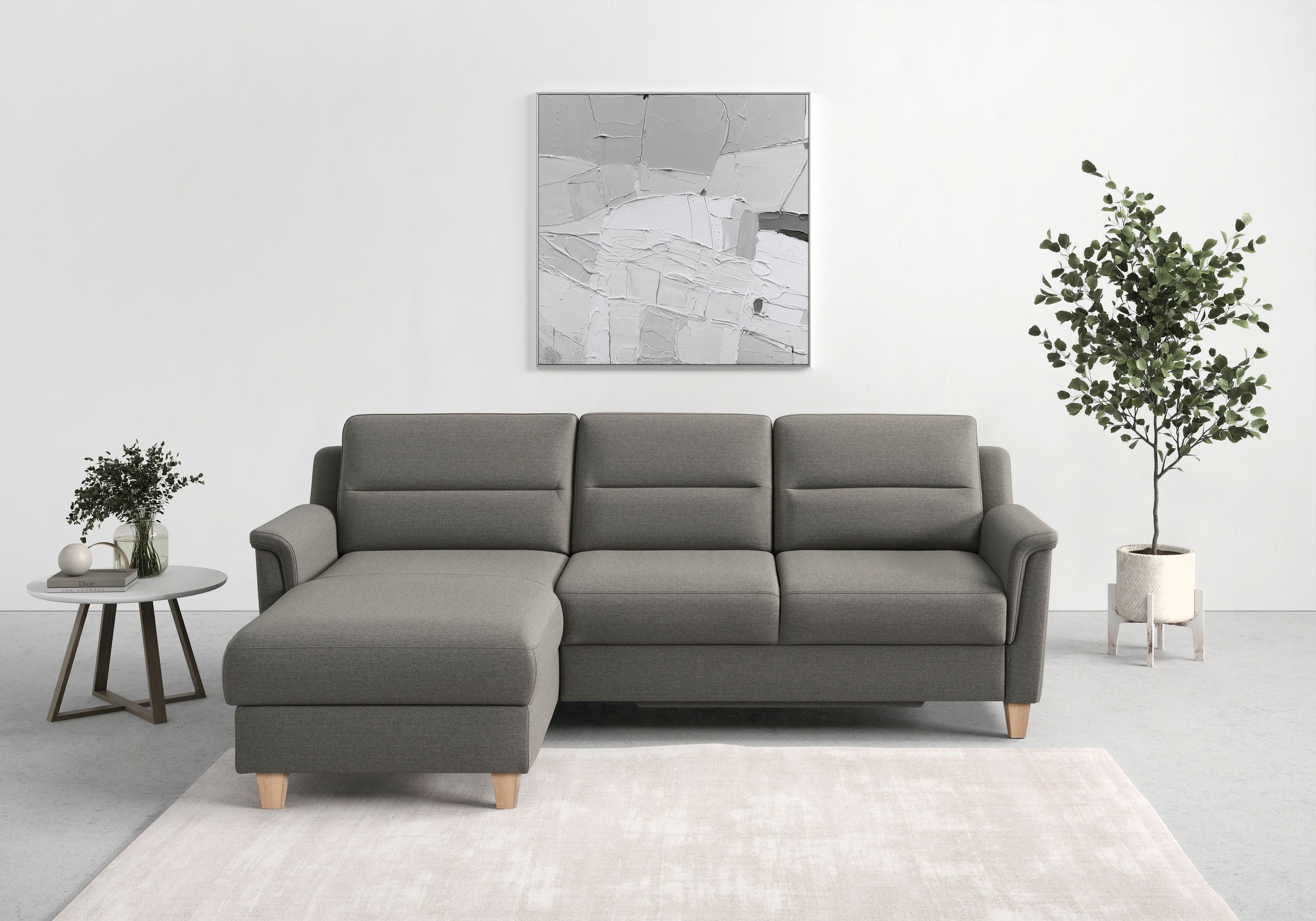 sit&more Ecksofa »Farö L-Form«, inklusive Federkern, wahlweise mit Bettfunktion und Bettkasten