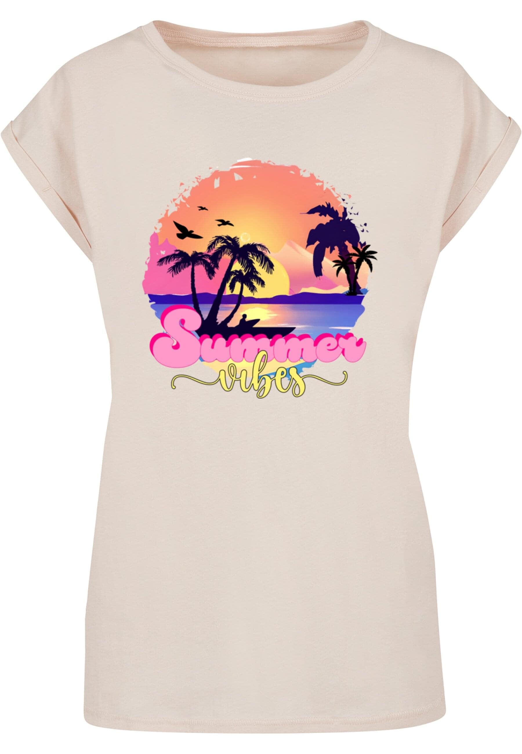 T-Shirt »Merchcode Damen Ladies Summer Vibes Sunset Extended Shoulder Tee«, (1 tlg.)