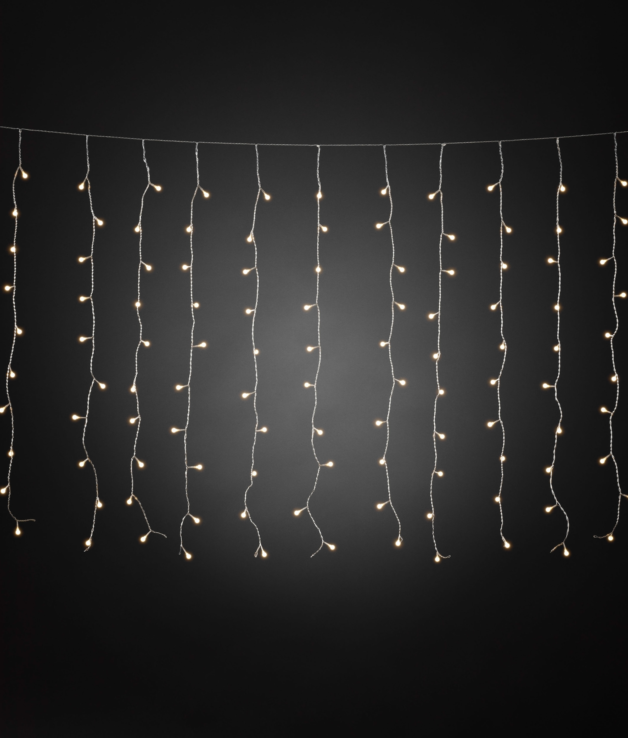 KONSTSMIDE LED-Lichtervorhang »Weihnachtsdeko aussen«, 400 St.-flammig, LED Lichtervorhang, mit weißen Globes, 400 warm weiße Dioden