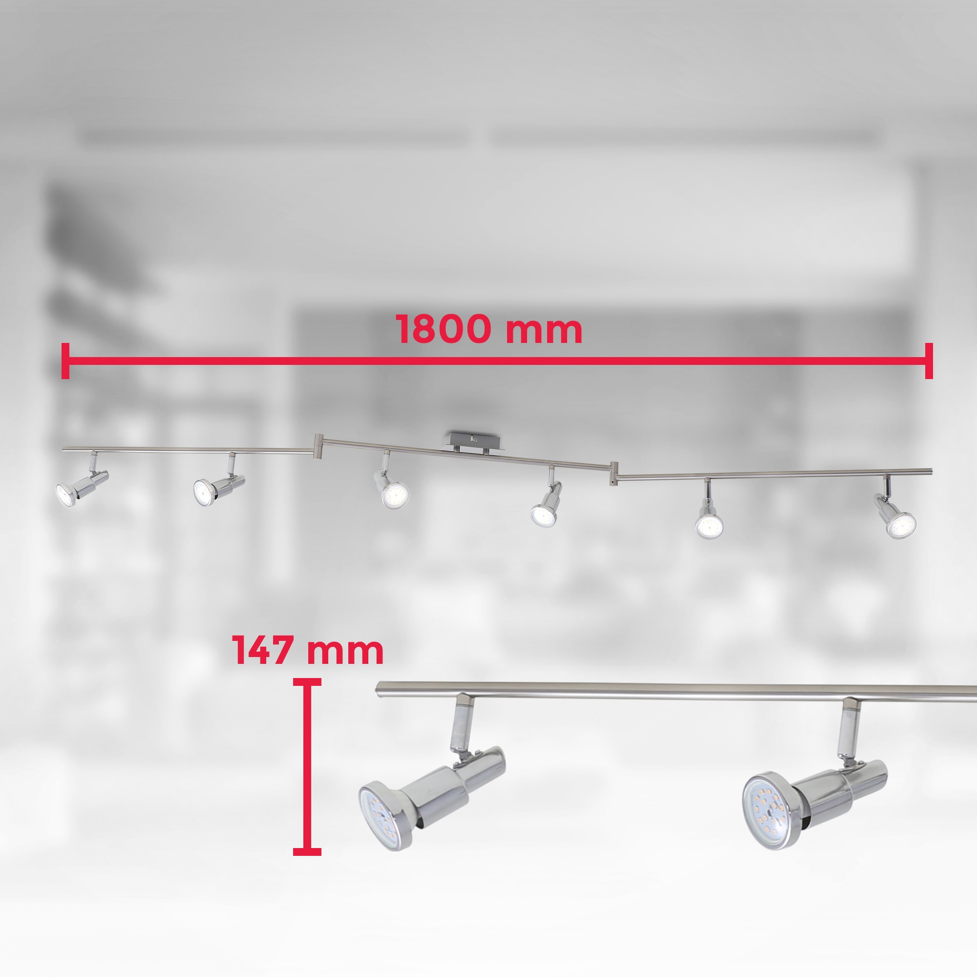 B.K.Licht LED Deckenspot,  inkl. LED Leuchtmittel 6 x GU10, 5 Watt, 400lm, 3.000K. 2 bewegliche Arme, individuell schwenkbar, nicht dimmbar