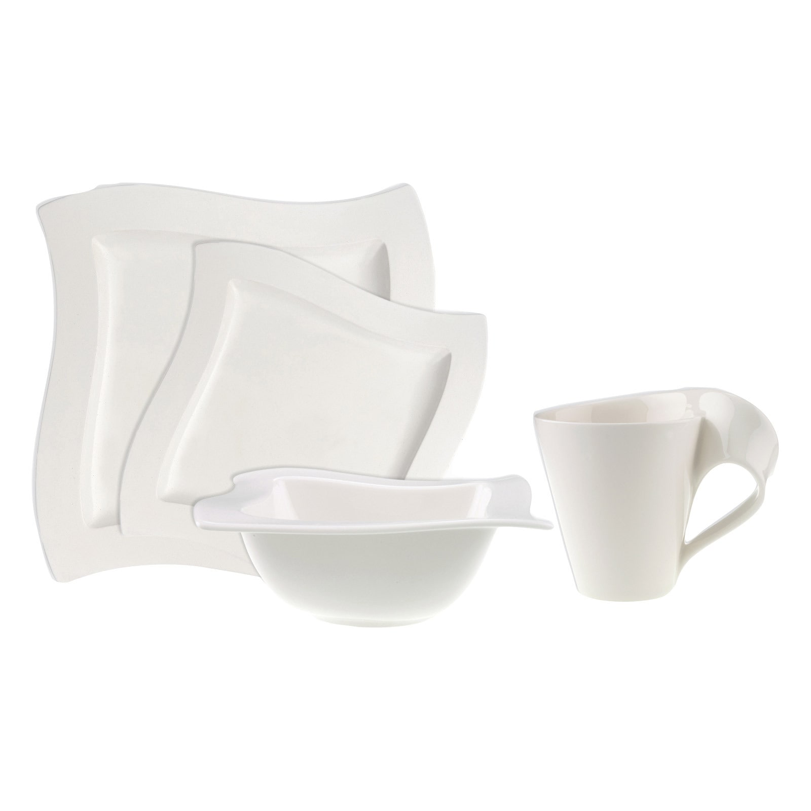 Villeroy & Boch "Kombi-Set NewWave 4er Set weiß" Spülmaschinengeeignet, Mikrowellenfest