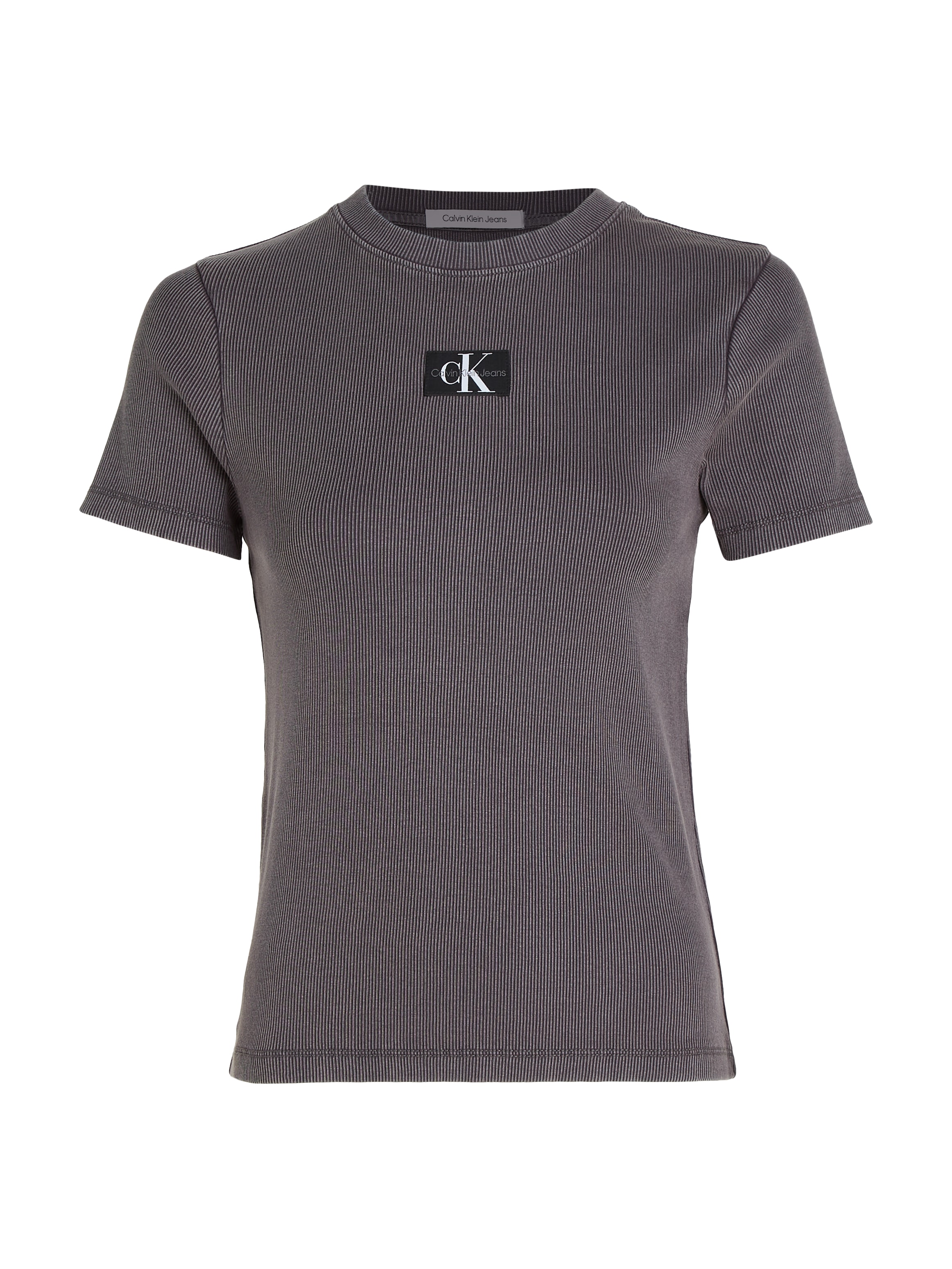 Calvin Klein Jeans T-Shirt »WASHED WOVEN LABEL RIB BABY TEE« mit Logopatch