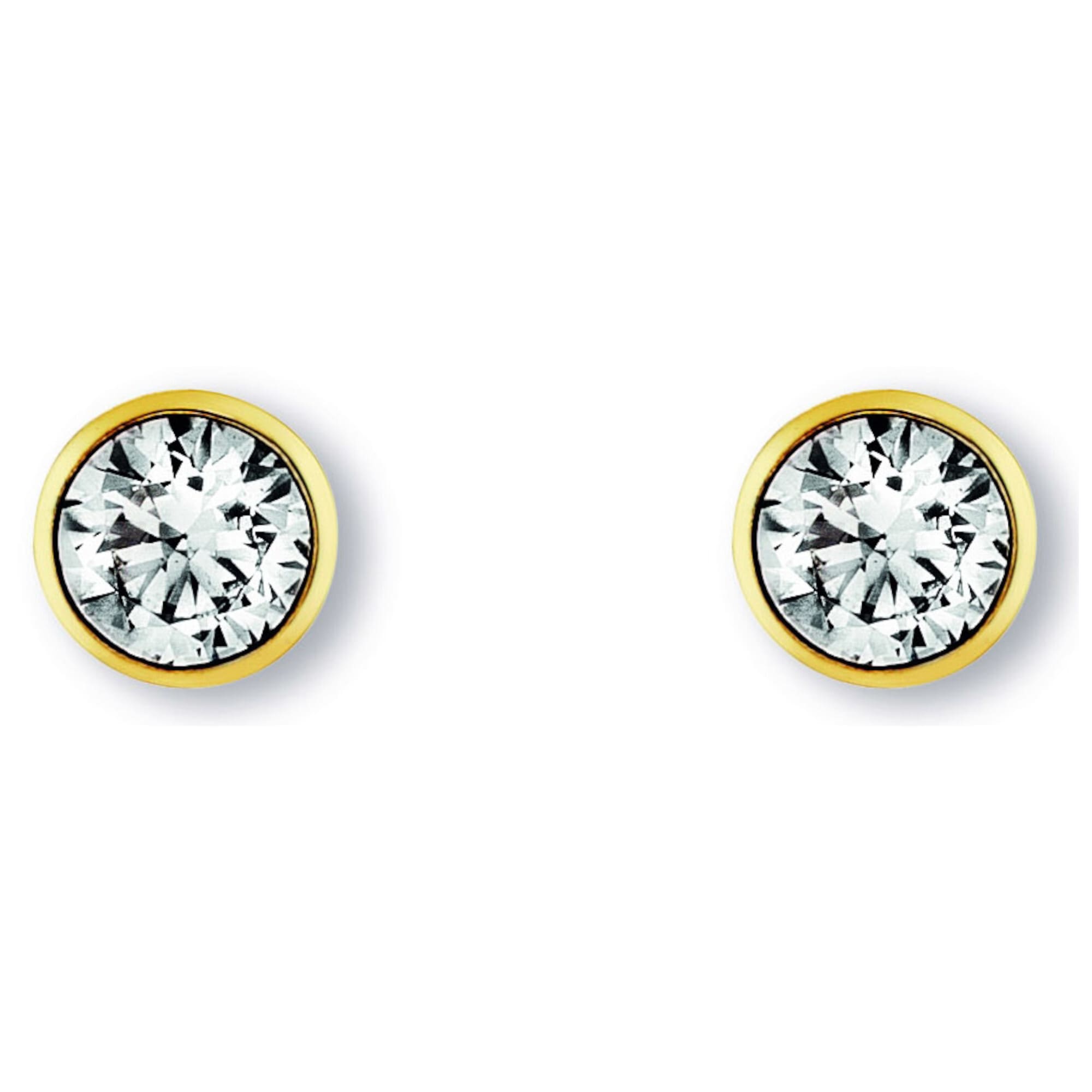 Paar Ohrhänger ONE ELEMENT "Zirkonia Zarge Ohrringe Ohrstecker aus 333 Gelbgold", gold, Ohrringe, Damen, Damen, Gelbgold 333 Gold, Gelbgold 333, Gold, Harmonisch gestaltet – ruhiges Design mit feinem Ausdruck