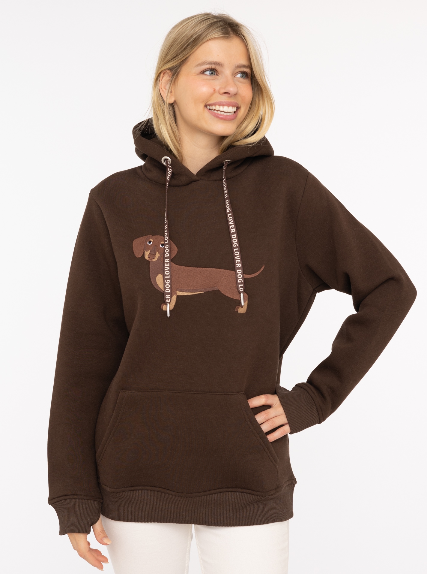 Zwillingsherz Hoodie ""Dackel"", Stickerei vorne, weiche Fleece Innenseite, günstig online kaufen