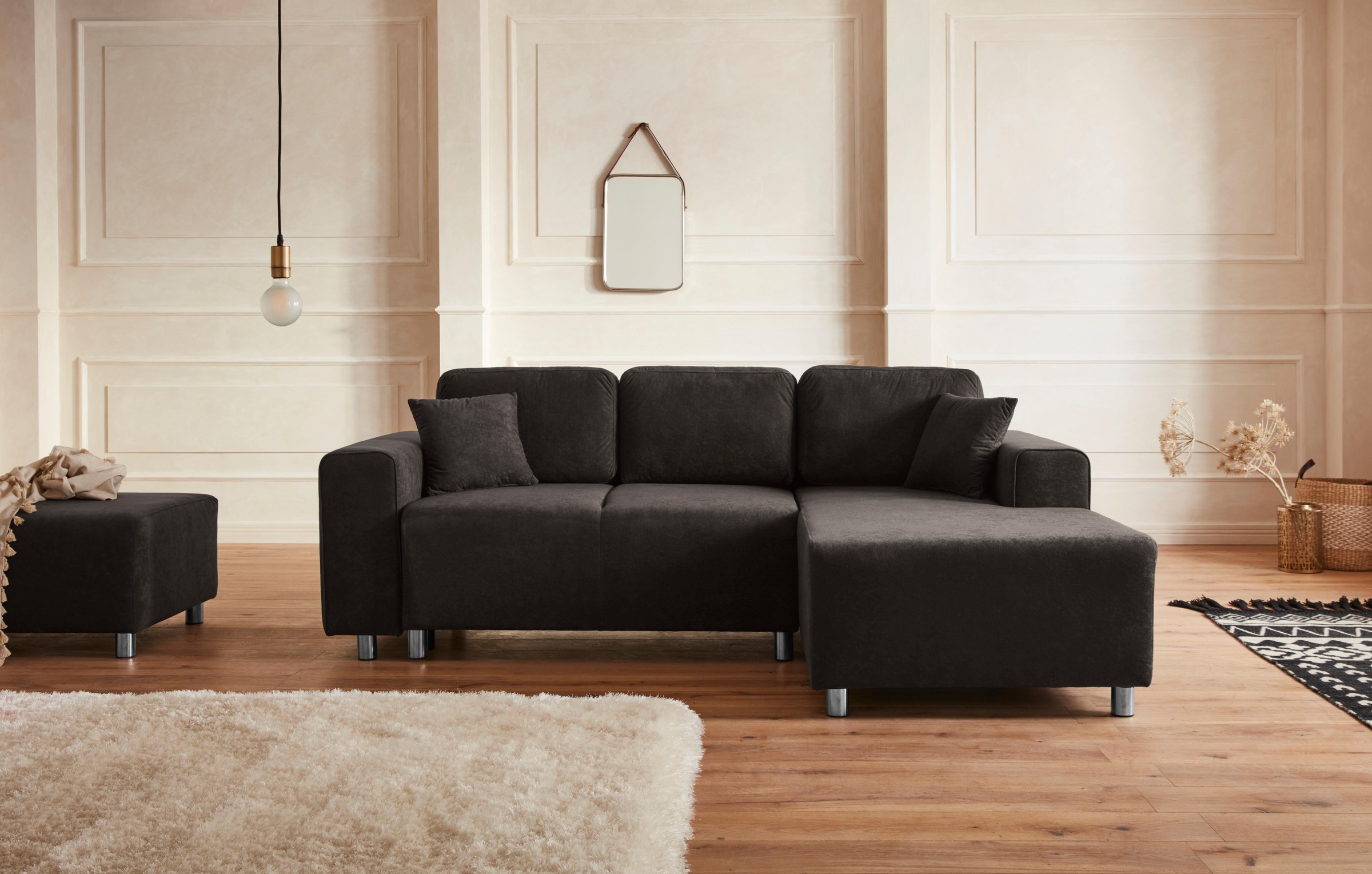 Guido Maria Kretschmer Home&Living Ecksofa »Györ«, L-Form, wahlweise mit Bettfunktion und Bettkasten incl. 2 Zierkissen