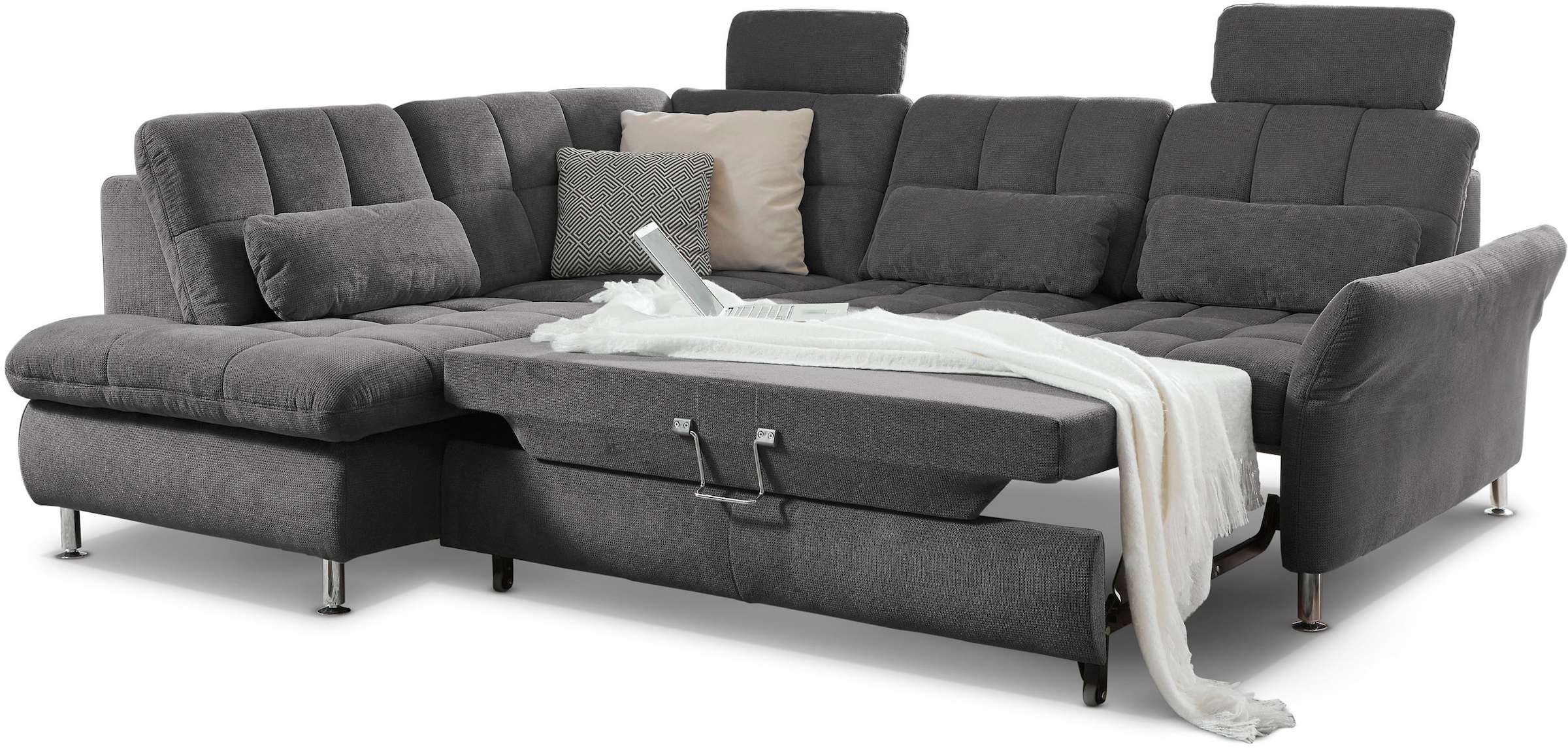 Die PlanBar Ecksofa »MP-IN20016 L-Form mit Kaltschaum-Polsterung«, wahlweise mit Kopfstützen und Bettfunktion, mit Kaltschaum-Polsterung